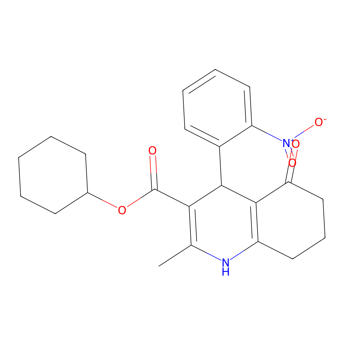 Cyclohexyl 2-methyl-4-(2-nitrophenyl)-5-oxo-1,4,5,6,7,8-hexahydroquinoline-3-carboxylate molecular structure, CAS 299453-41-1