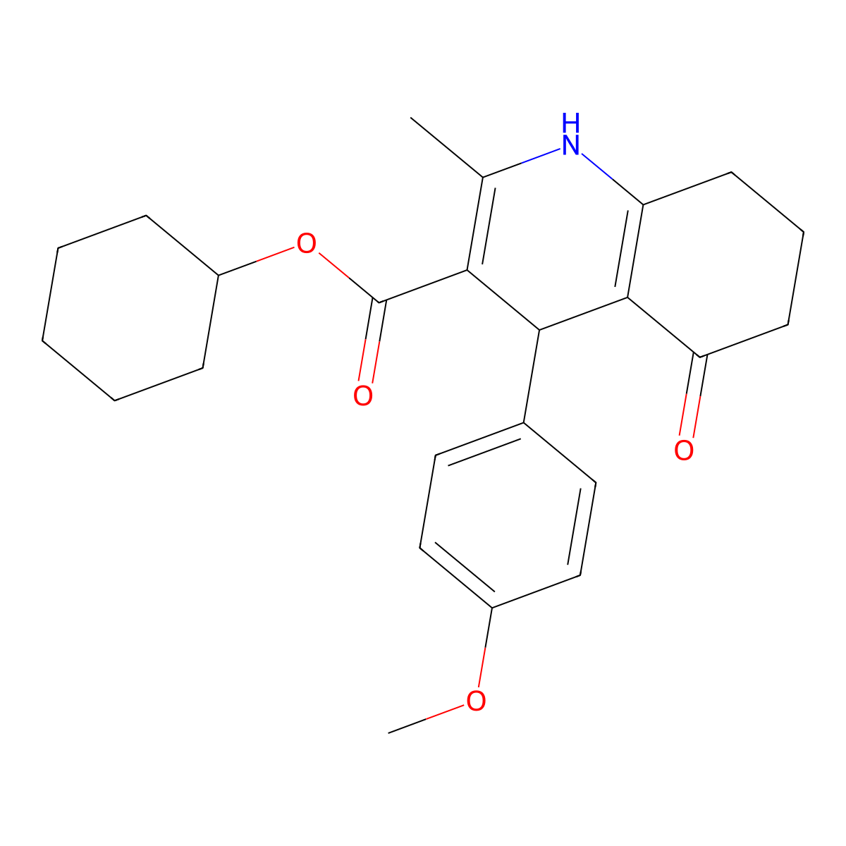 Cyclohexyl 4-(4-methoxyphenyl)-2-methyl-5-oxo-1,4,5,6,7,8-hexahydroquinoline-3-carboxylate molecular structure, CAS 299453-44-4