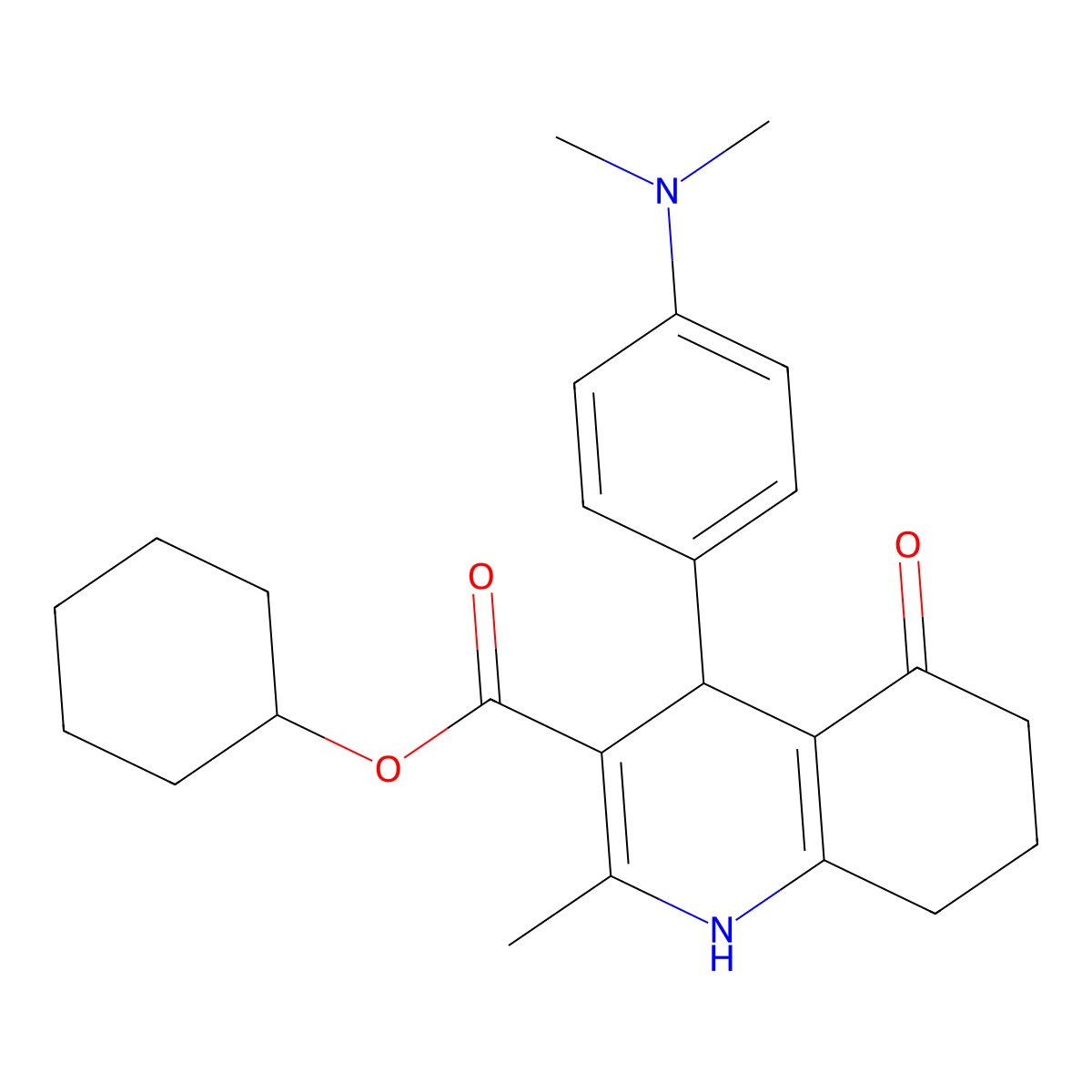 Cyclohexyl 4-[4-(dimethylamino)phenyl]-2-methyl-5-oxo-1,4,5,6,7,8-hexahydro-3-quinolinecarboxylate molecular structure, CAS 299453-52-4