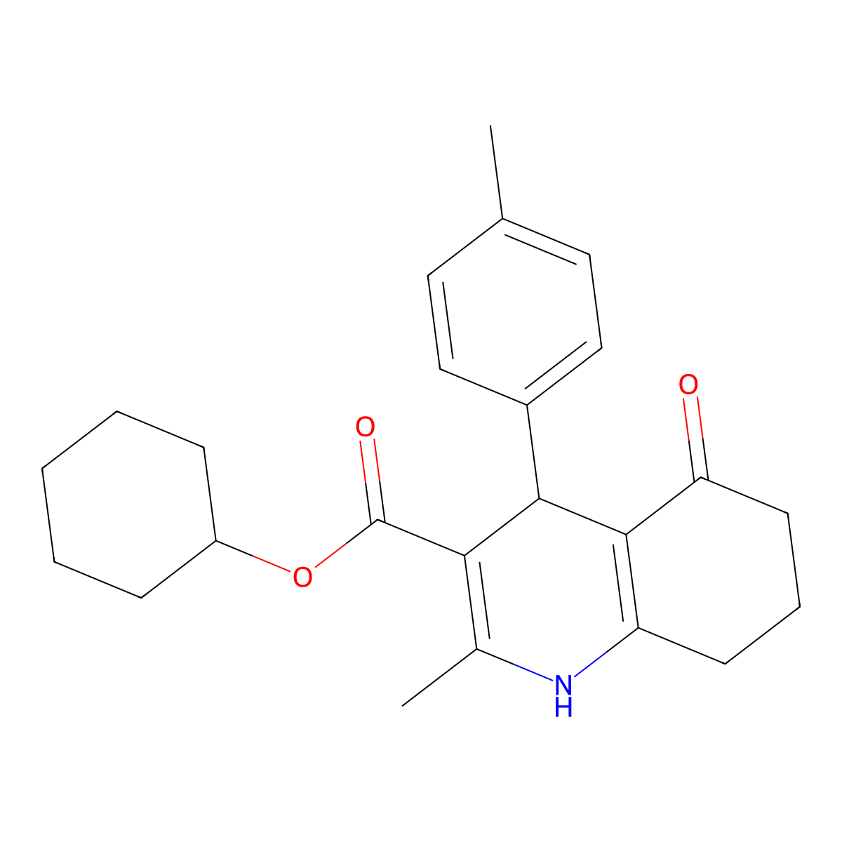 Cyclohexyl 2-methyl-4-(4-methylphenyl)-5-oxo-1,4,5,6,7,8-hexahydroquinoline-3-carboxylate molecular structure, CAS 299453-54-6