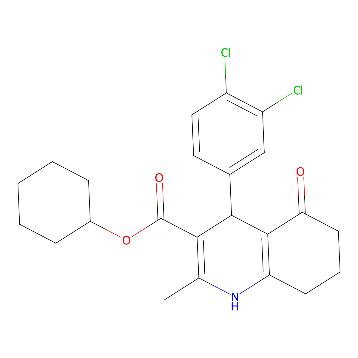 Cyclohexyl 4-(3,4-dichlorophenyl)-2-methyl-5-oxo-1,4,5,6,7,8-hexahydroquinoline-3-carboxylate molecular structure, CAS 299453-56-8