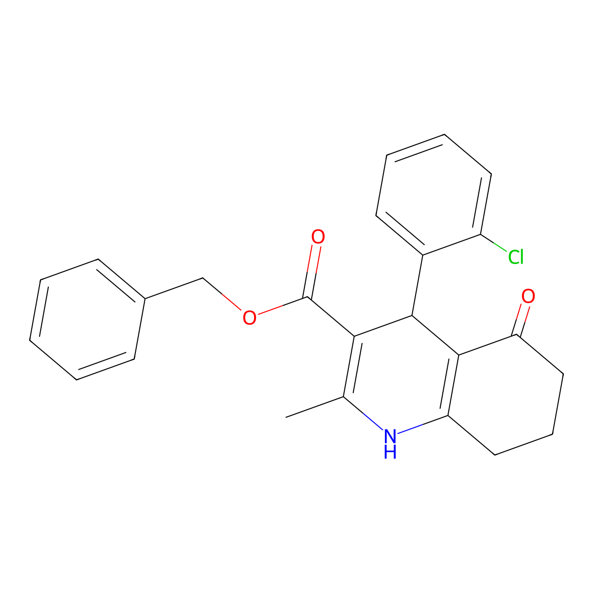 benzyl 4-(2-chlorophenyl)-2-methyl-5-oxo-4,6,7,8-tetrahydro-1H-quinoline-3-carboxylate molecular structure, CAS 299453-58-0
