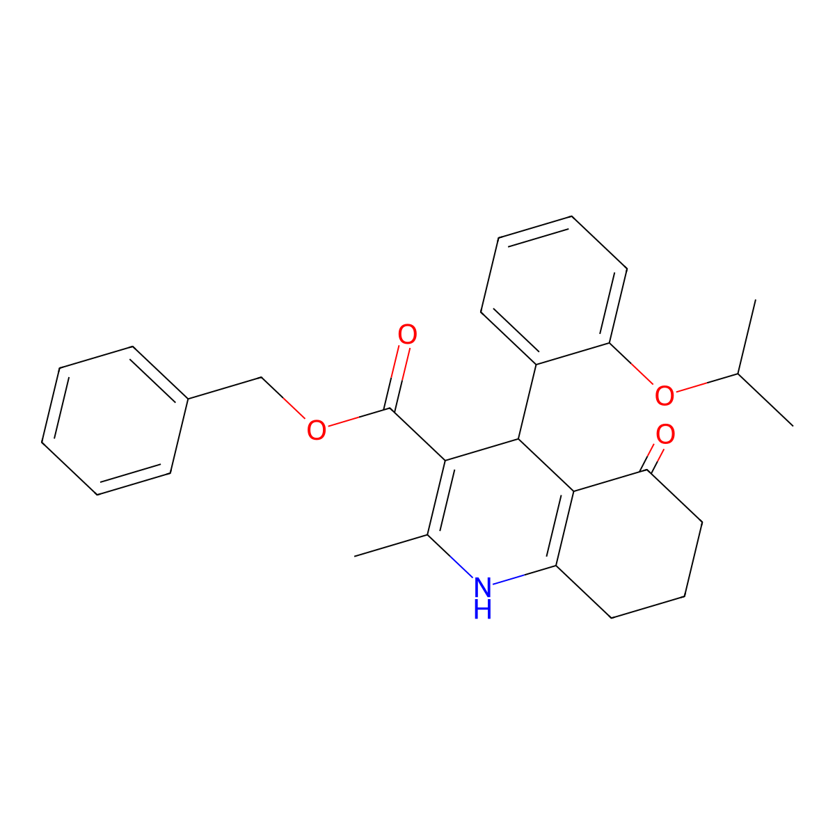 Benzyl 2-methyl-5-oxo-4-[2-(propan-2-yloxy)phenyl]-1,4,5,6,7,8-hexahydroquinoline-3-carboxylate molecular structure, CAS 299453-68-2