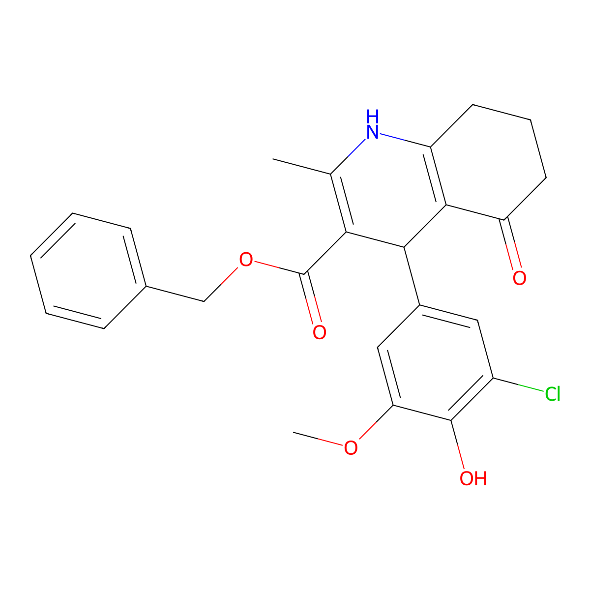 benzyl 4-(3-chloro-4-hydroxy-5-methoxyphenyl)-2-methyl-5-oxo-4,6,7,8-tetrahydro-1H-quinoline-3-carboxylate molecular structure, CAS 299453-83-1
