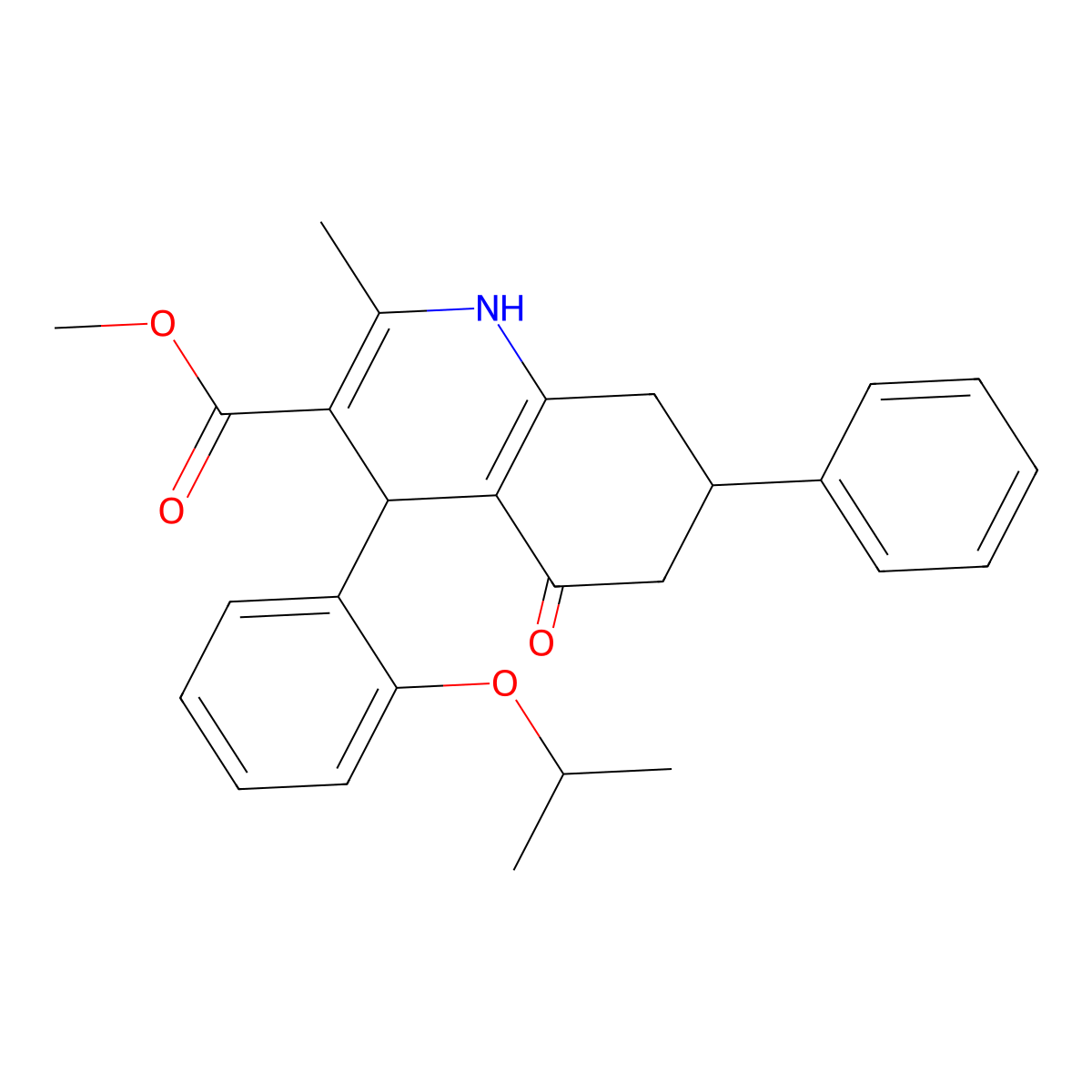 Methyl 2-methyl-5-oxo-7-phenyl-4-[2-(propan-2-yloxy)phenyl]-1,4,5,6,7,8-hexahydroquinoline-3-carboxylate molecular structure, CAS 299453-98-8