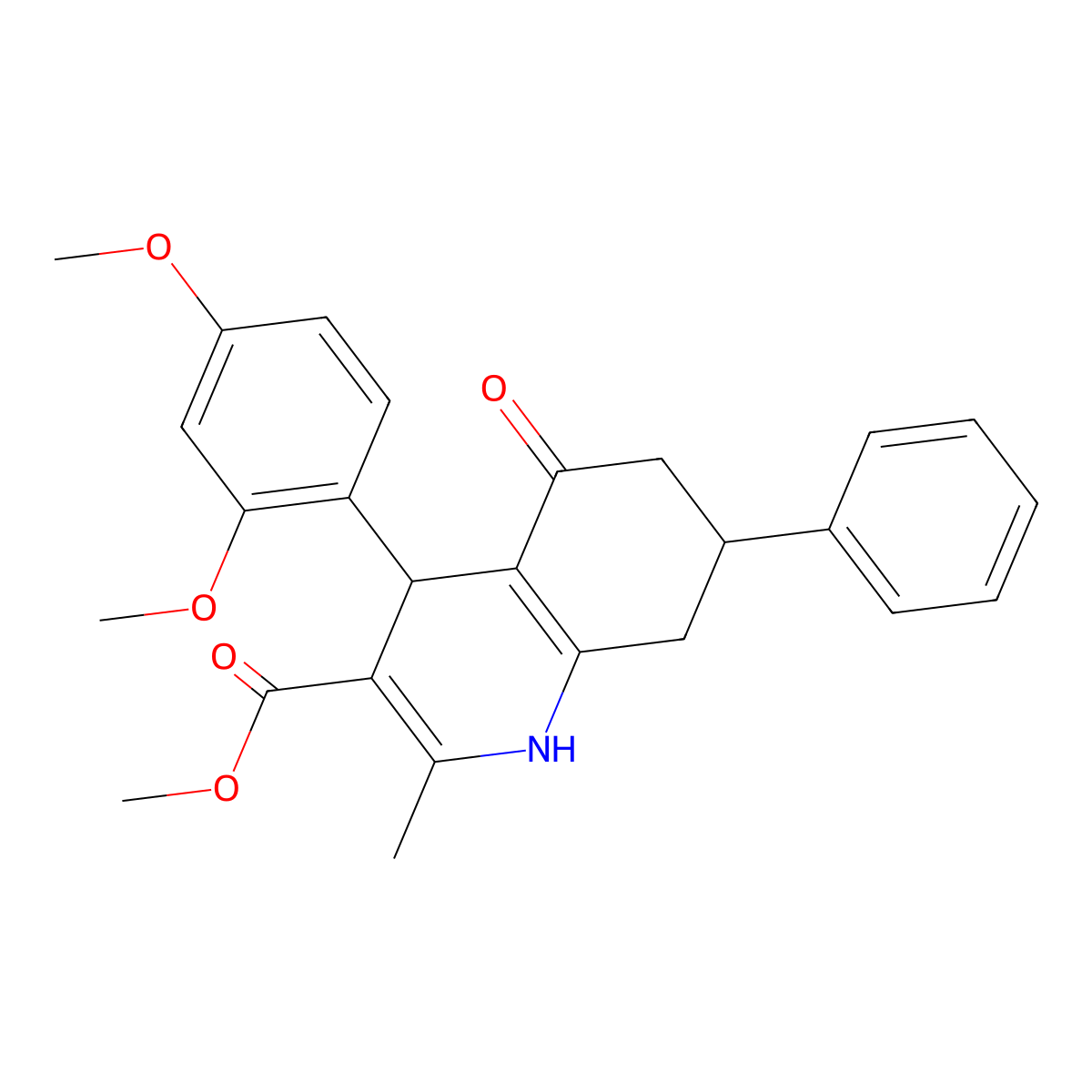 Methyl 4-(2,4-dimethoxyphenyl)-2-methyl-5-oxo-7-phenyl-1,4,5,6,7,8-hexahydroquinoline-3-carboxylate molecular structure, CAS 299454-00-5