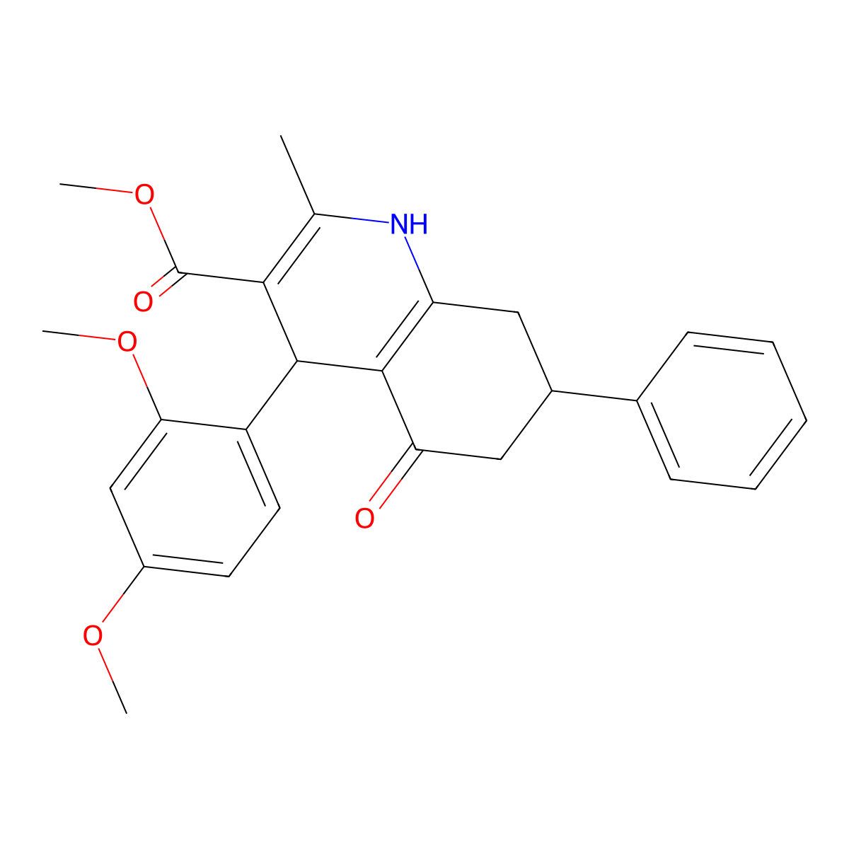 Methyl 4-(2,4-dimethoxyphenyl)-2-methyl-5-oxo-7-phenyl-1,4,5,6,7,8-hexahydroquinoline-3-carboxylate molecular structure, CAS 299454-00-5