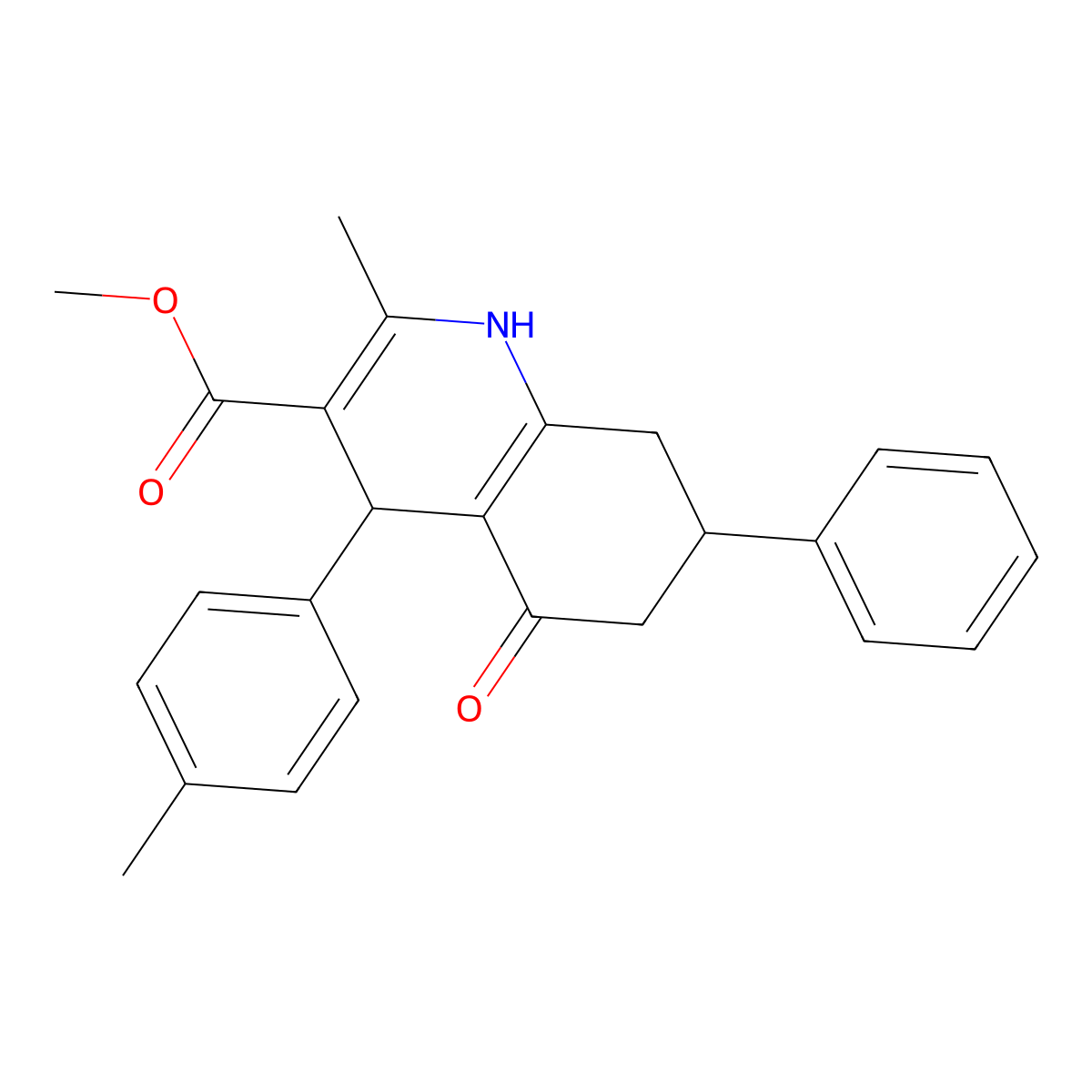 Methyl 2-methyl-4-(4-methylphenyl)-5-oxo-7-phenyl-1,4,5,6,7,8-hexahydroquinoline-3-carboxylate molecular structure, CAS 299454-07-2