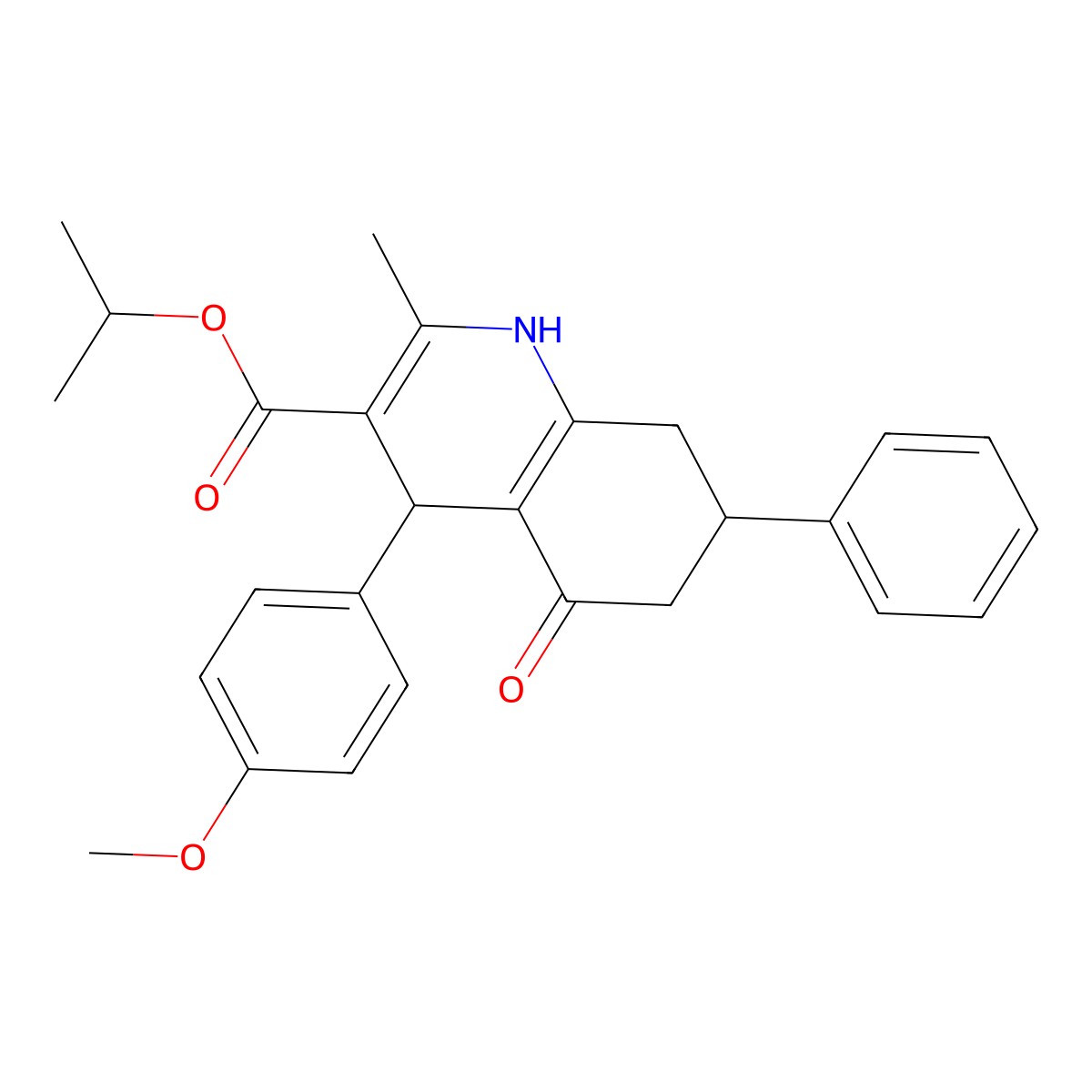 Propan-2-yl 4-(4-methoxyphenyl)-2-methyl-5-oxo-7-phenyl-1,4,5,6,7,8-hexahydroquinoline-3-carboxylate molecular structure, CAS 299454-26-5