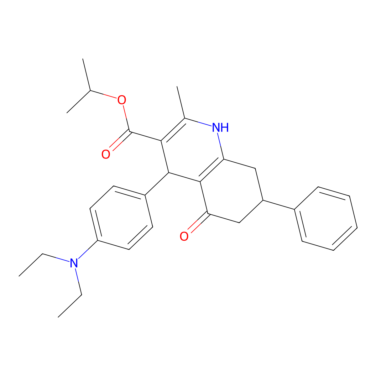 Propan-2-yl 4-[4-(diethylamino)phenyl]-2-methyl-5-oxo-7-phenyl-1,4,5,6,7,8-hexahydroquinoline-3-carboxylate molecular structure, CAS 299454-38-9