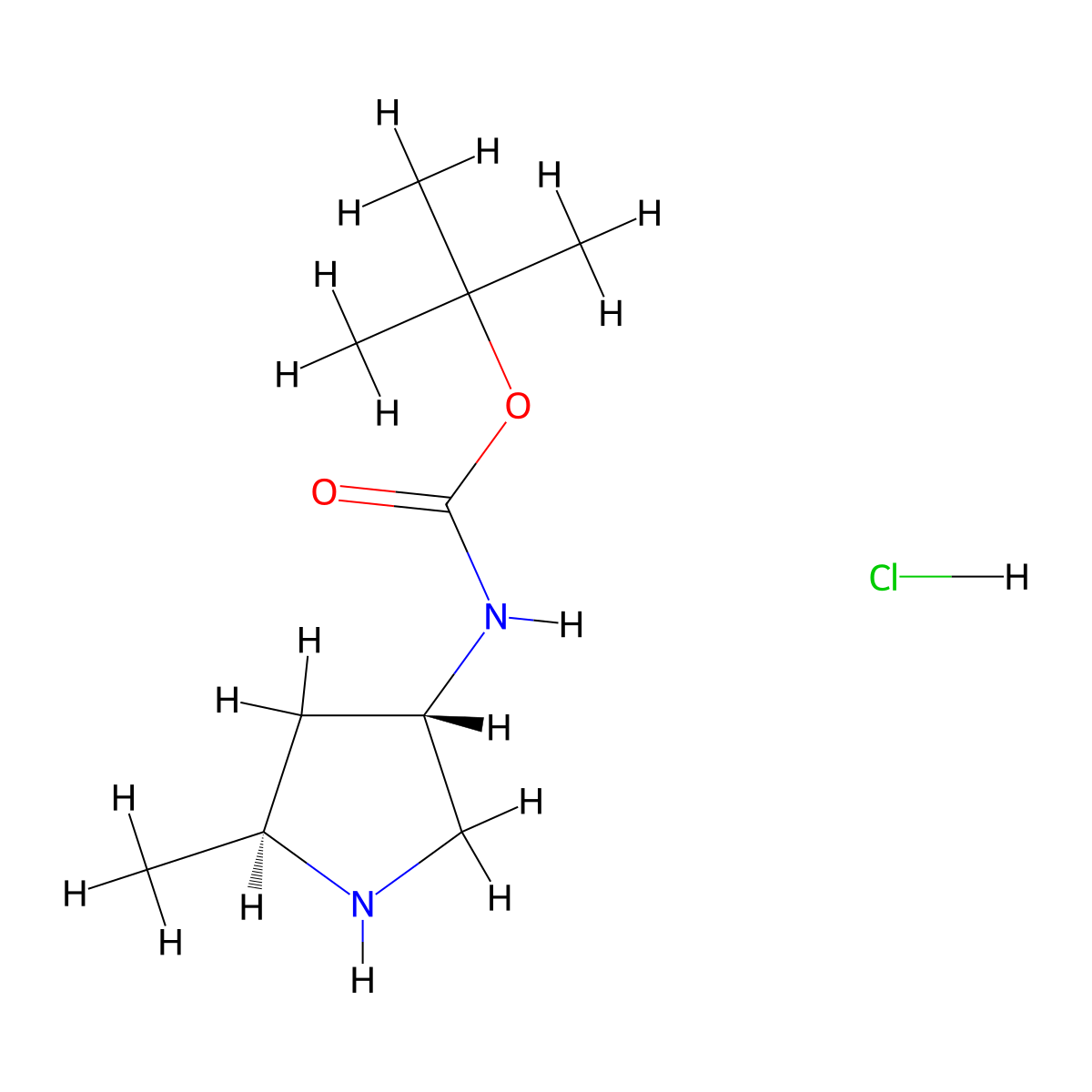 Tert-butyl N-[(3S,5S)-5-methylpyrrolidin-3-YL]carbamate hydrochloride molecular structure, CAS 2994681-85-3