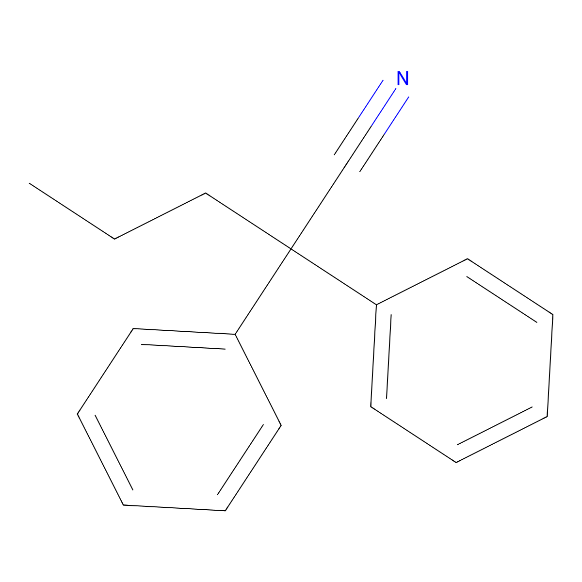 2,2-Diphenylpentanenitrile molecular structure, CAS 29949-16-4
