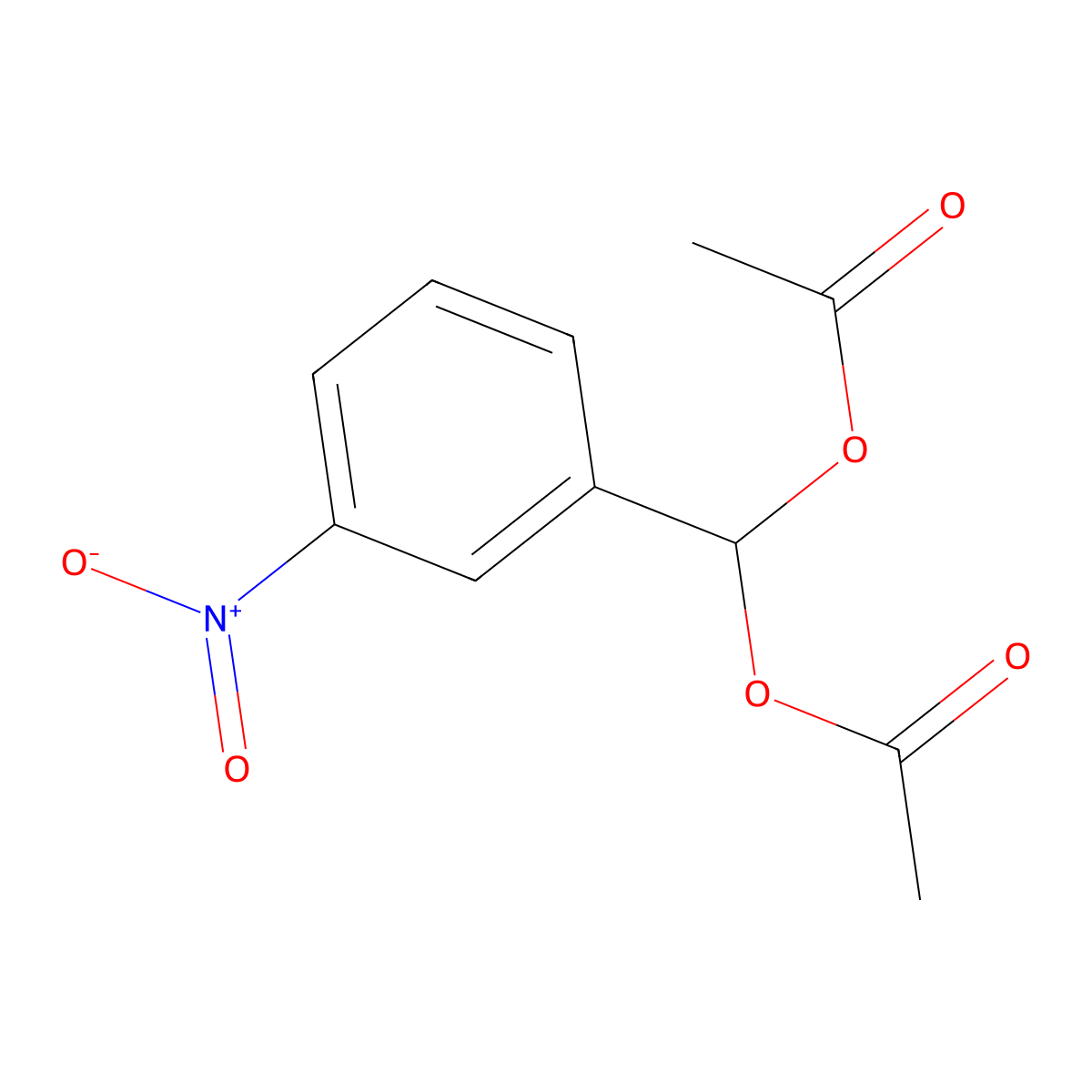 3-Nitrobenzylidene di(acetate) molecular structure, CAS 29949-19-7