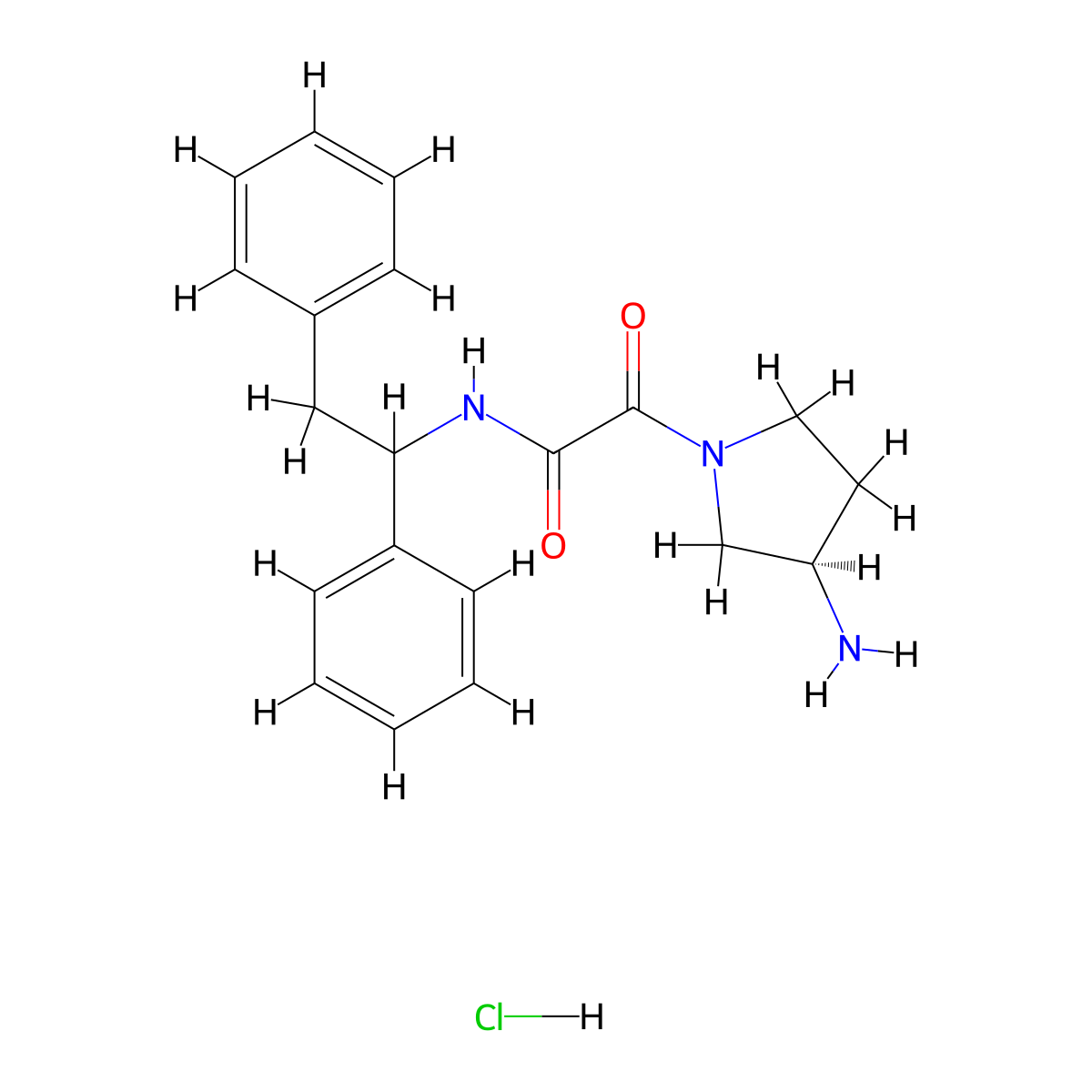 2-[(3R)-3-aminopyrrolidin-1-yl]-N-(1,2-diphenylethyl)-2-oxoacetamide hydrochloride molecular structure, CAS 2995270-00-1