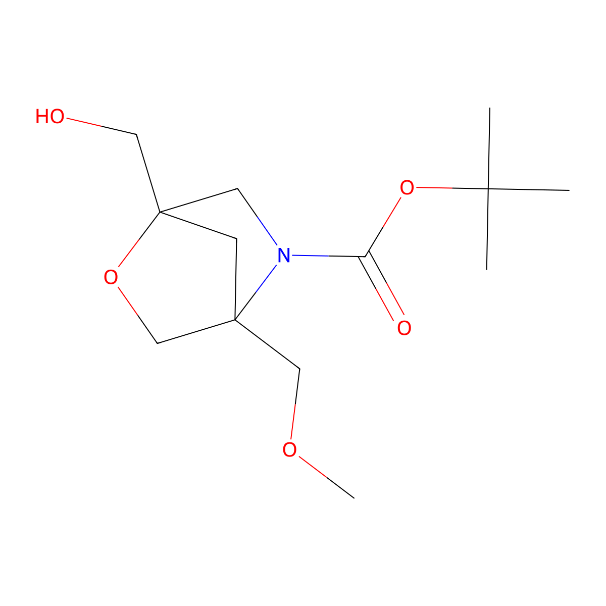 Tert-butyl 1-(hydroxymethyl)-4-(methoxymethyl)-2-oxa-5-azabicyclo[2.2.1]heptane-5-carboxylate molecular structure, CAS 2995272-34-7
