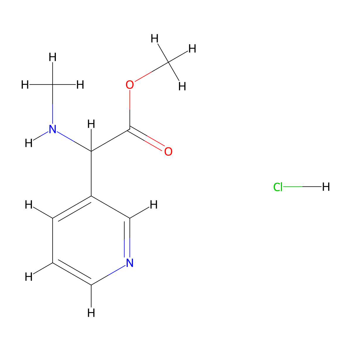 Methyl 2-(methylamino)-2-(pyridin-3-yl)acetate hydrochloride molecular structure, CAS 2995272-43-8