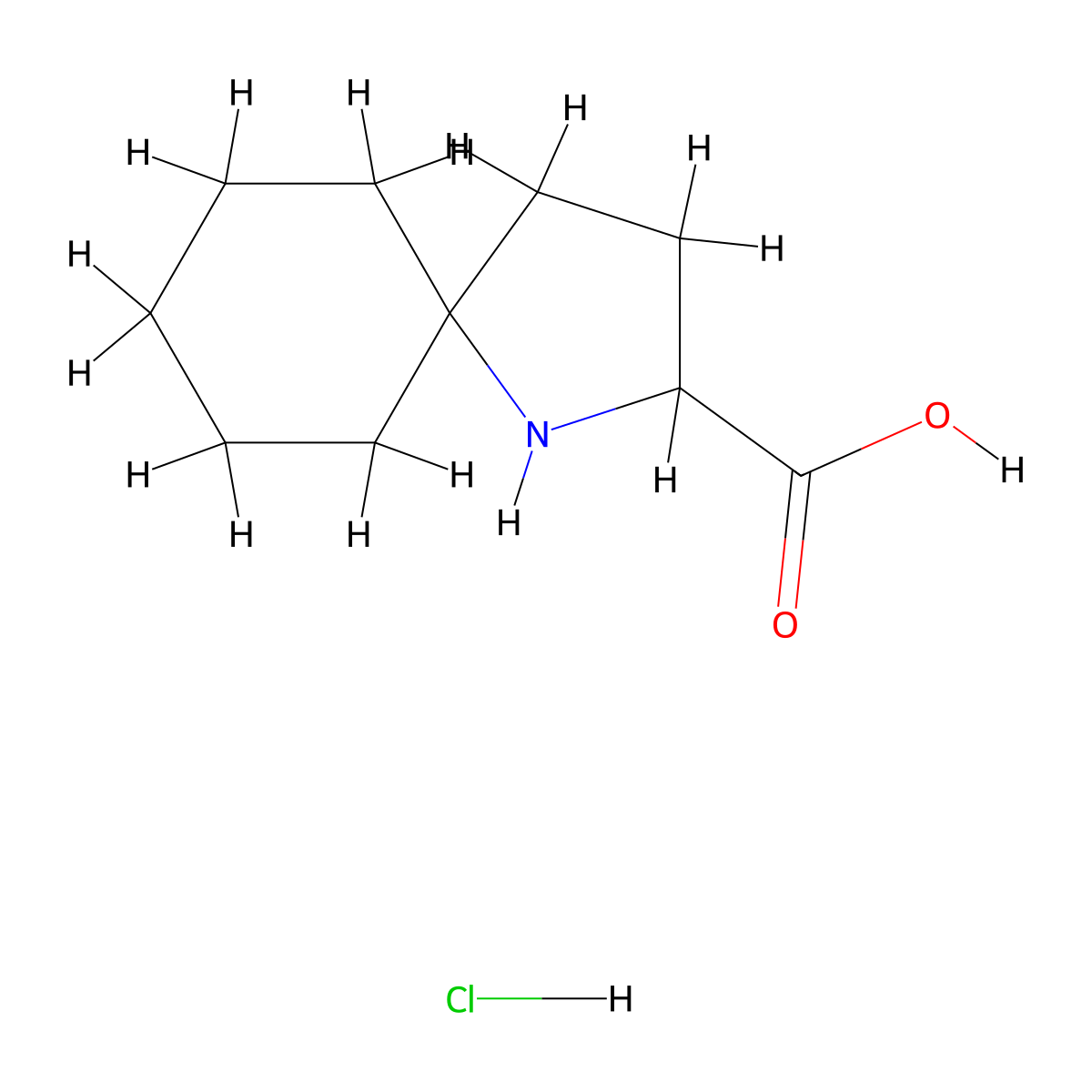 1-Azaspiro[4.5]decane-2-carboxylic acid hydrochloride molecular structure, CAS 2995272-53-0