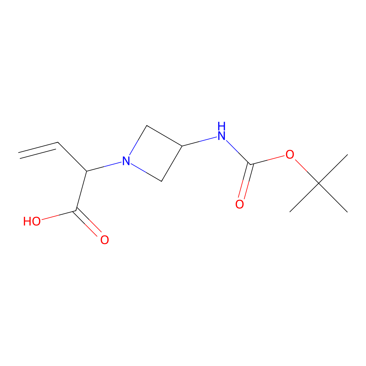 2-(3-{[(Tert-butoxy)carbonyl]amino}azetidin-1-yl)but-3-enoic acid molecular structure, CAS 2995272-56-3