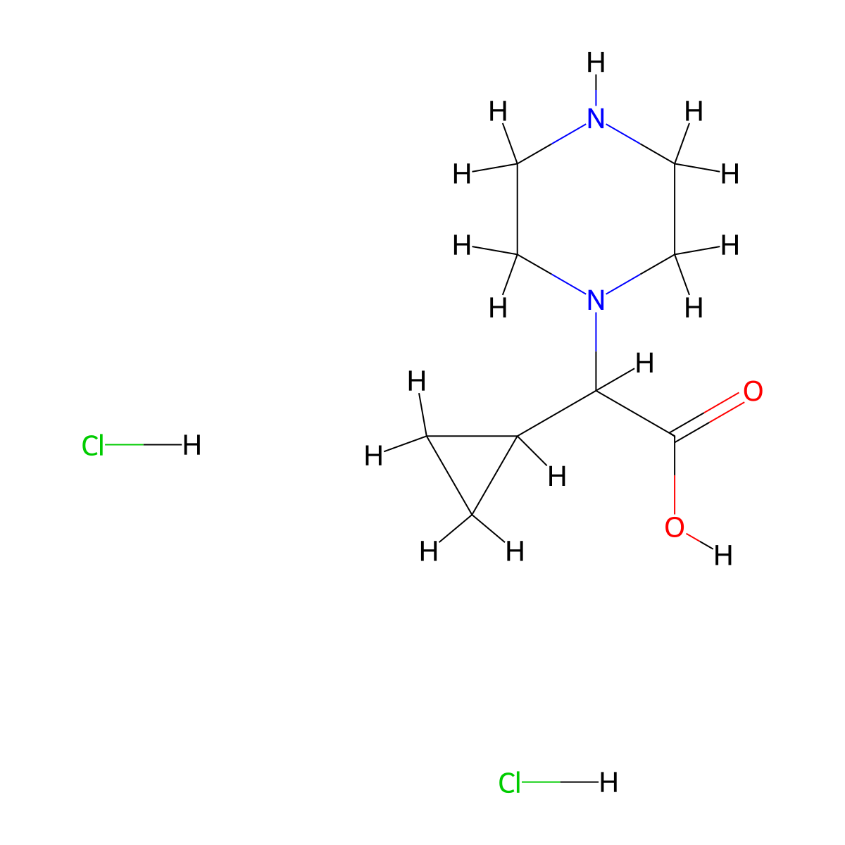2-Cyclopropyl-2-(piperazin-1-yl)acetic acid dihydrochloride molecular structure, CAS 2995272-77-8