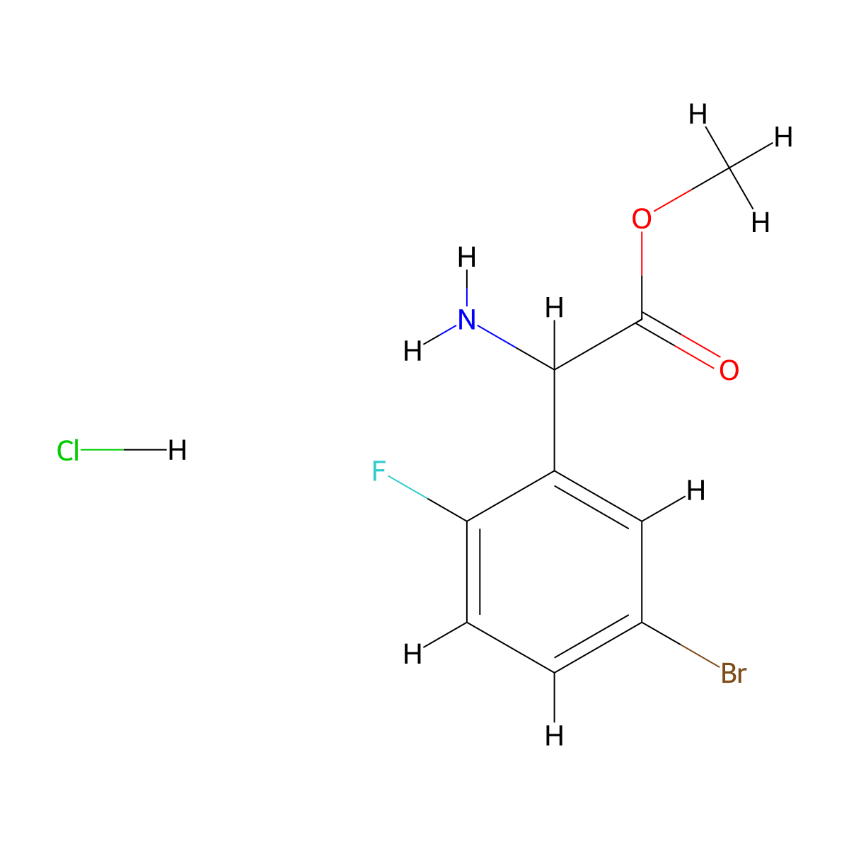 Methyl 2-amino-2-(5-bromo-2-fluorophenyl)acetate hydrochloride molecular structure, CAS 2995272-84-7