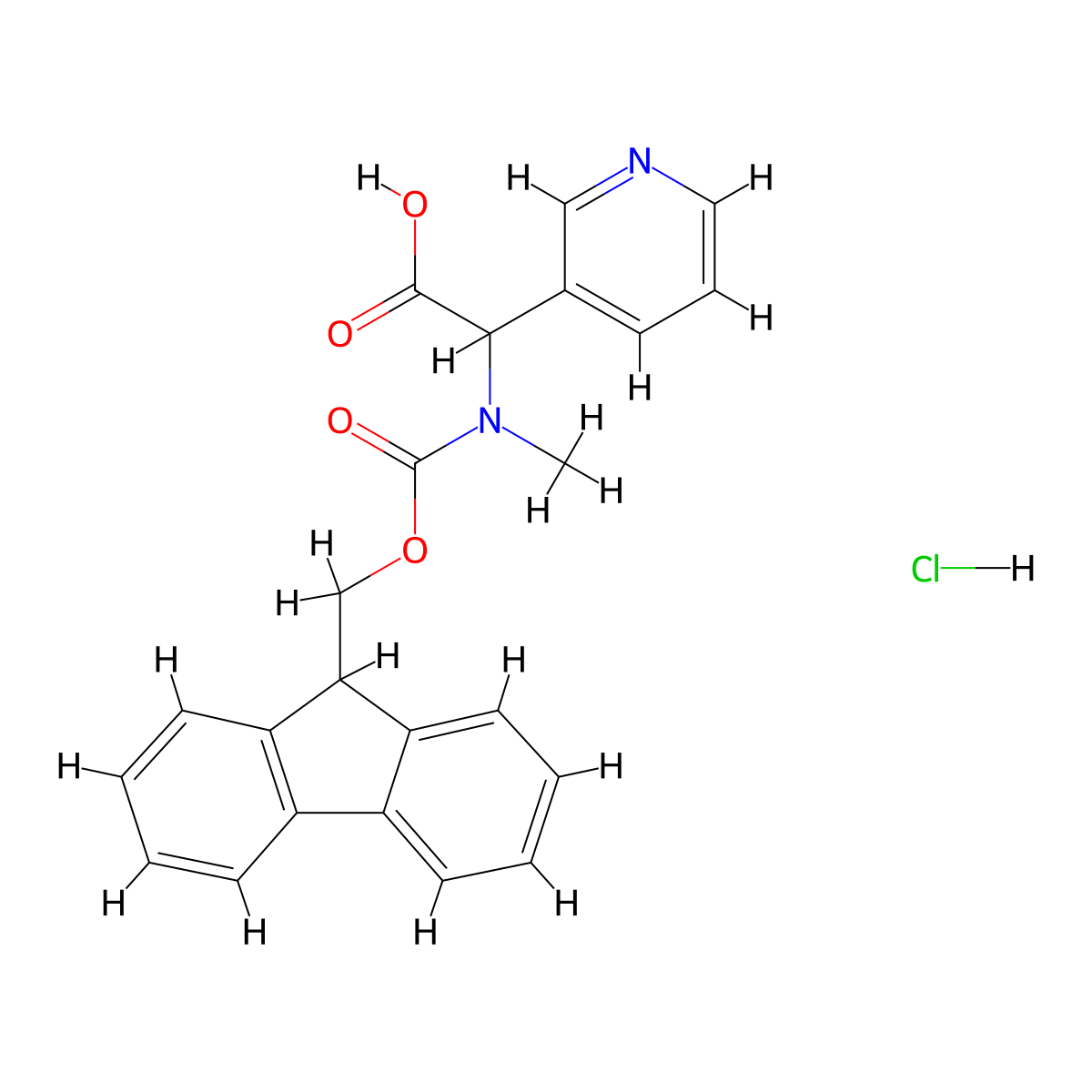 2-({[(9H-fluoren-9-yl)methoxy]carbonyl}(methyl)amino)-2-(pyridin-3-yl)acetic acid hydrochloride molecular structure, CAS 2995272-85-8