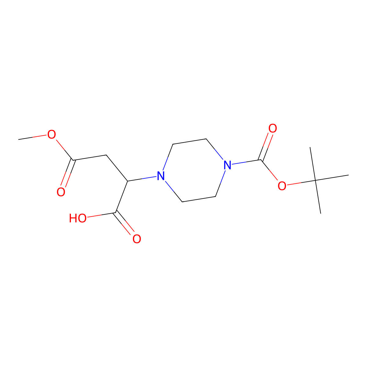 2-{4-[(Tert-butoxy)carbonyl]piperazin-1-yl}-4-methoxy-4-oxobutanoic acid molecular structure, CAS 2995272-93-8