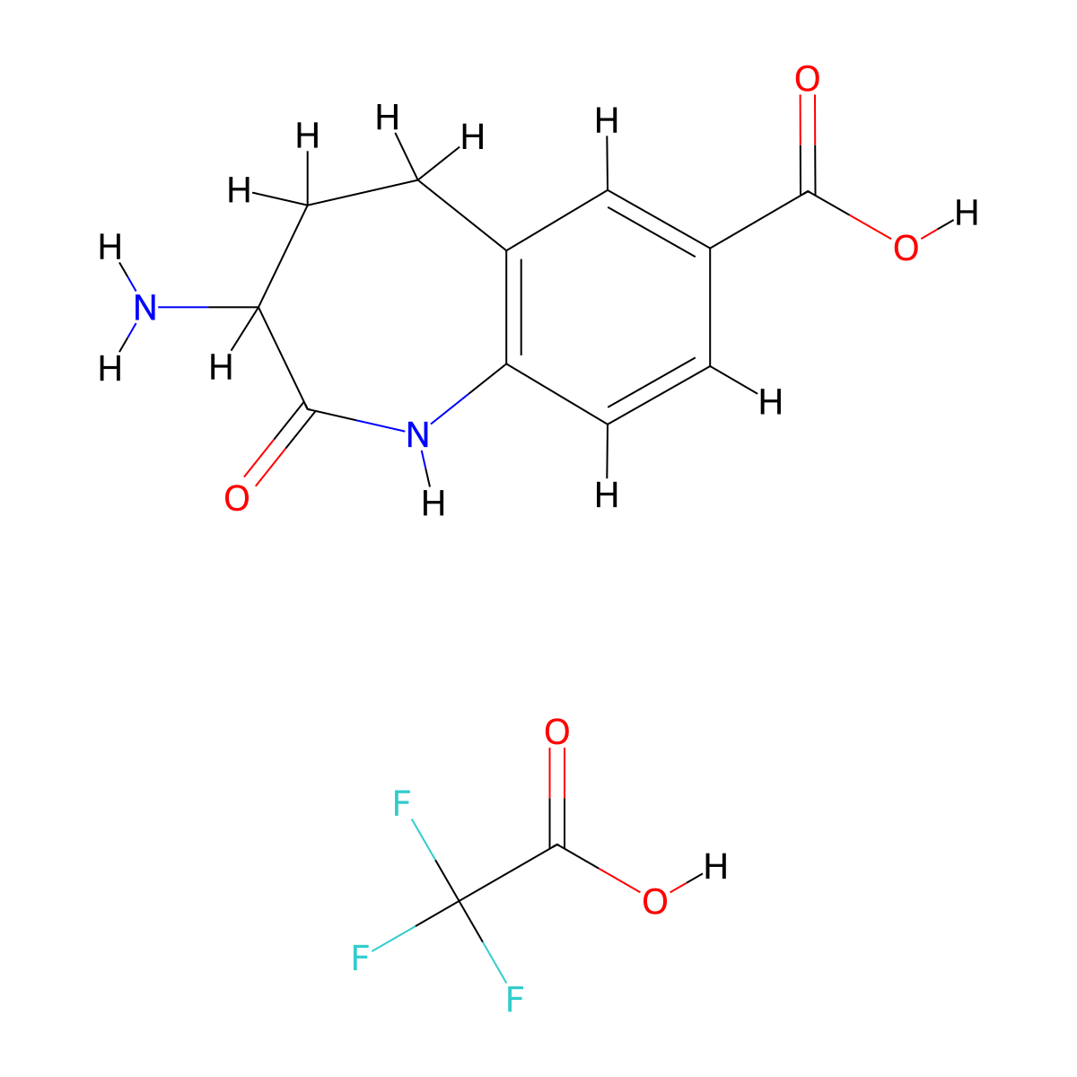 3-amino-2-oxo-2,3,4,5-tetrahydro-1H-1-benzazepine-7-carboxylic acid, trifluoroacetic acid molecular structure, CAS 2995272-96-1