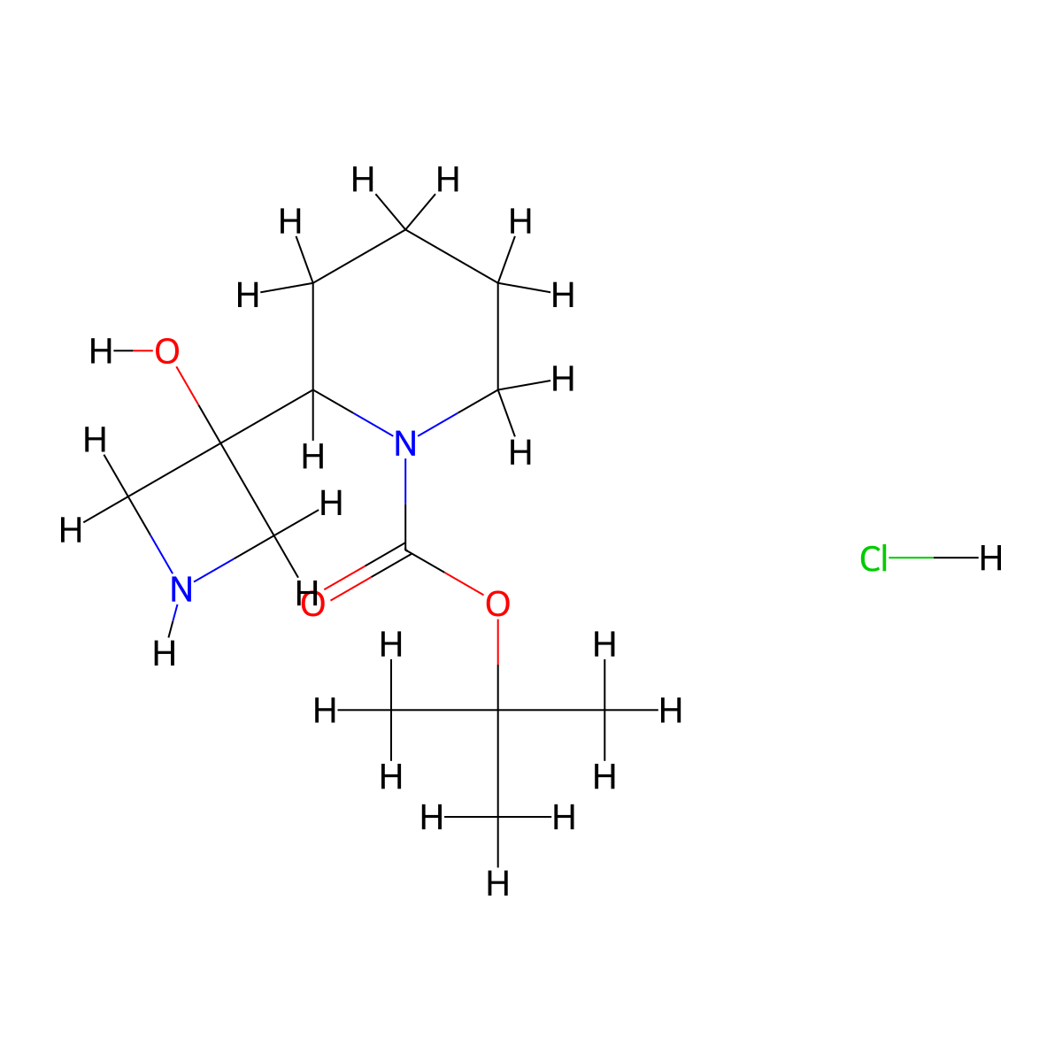Tert-butyl 2-(3-hydroxyazetidin-3-yl)piperidine-1-carboxylate hydrochloride molecular structure, CAS 2995272-97-2