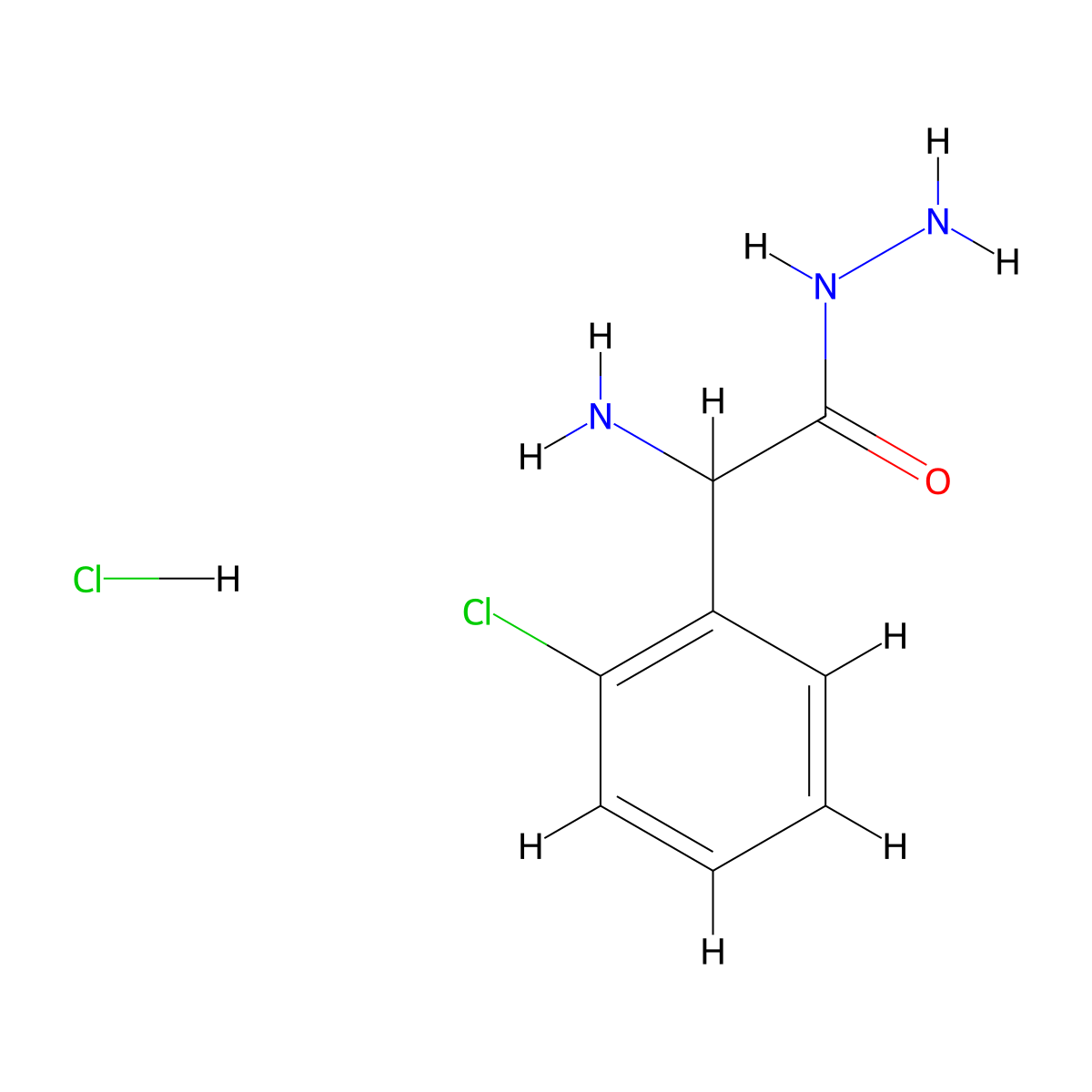 2-Amino-2-(2-chlorophenyl)acetohydrazide hydrochloride molecular structure, CAS 2995273-03-3