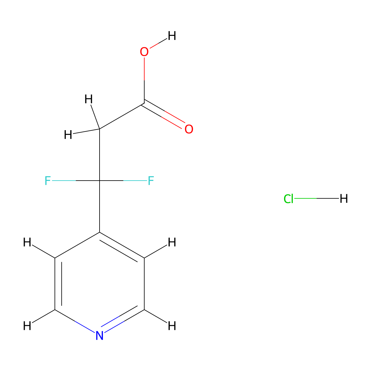 3,3-Difluoro-3-(pyridin-4-yl)propanoic acid hydrochloride molecular structure, CAS 2995273-10-2