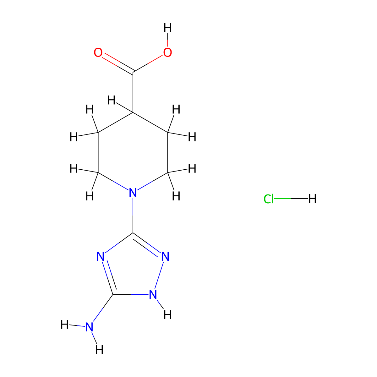 1-(5-amino-4H-1,2,4-triazol-3-yl)piperidine-4-carboxylic acid hydrochloride molecular structure, CAS 2995273-13-5
