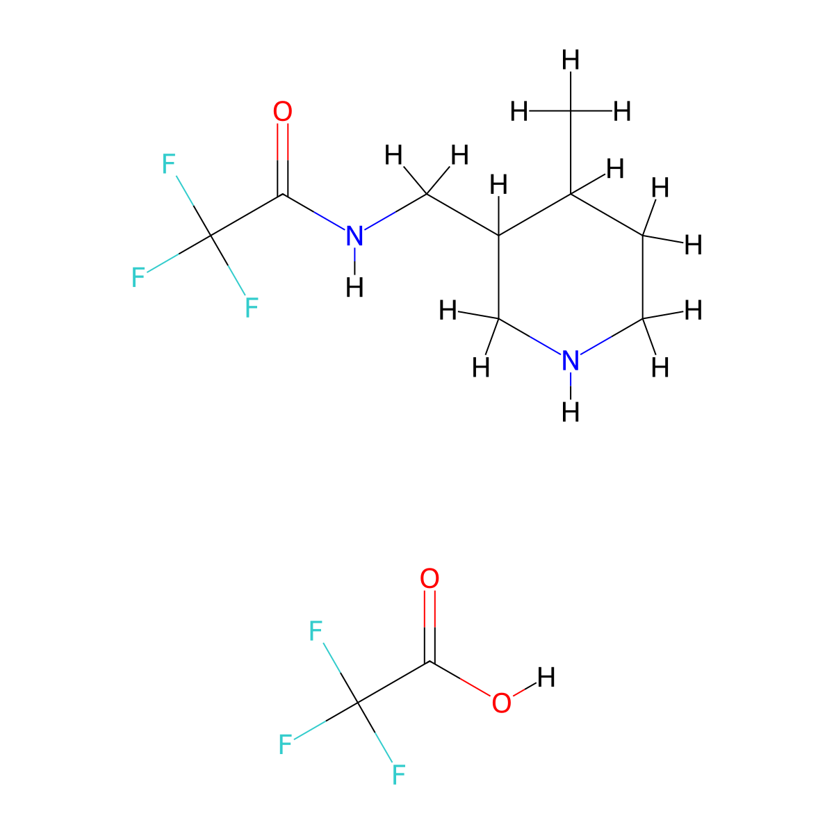 2,2,2-trifluoro-N-[(4-methylpiperidin-3-yl)methyl]acetamide; trifluoroacetic acid molecular structure, CAS 2995273-19-1
