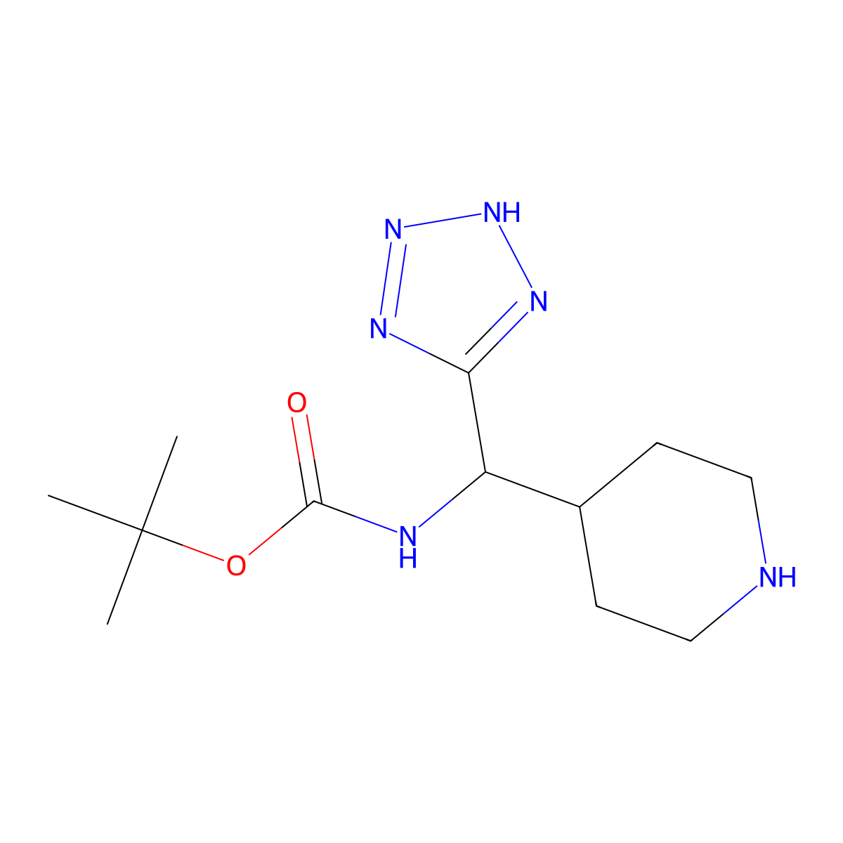 tert-butyl N-[(piperidin-4-yl)(2H-1,2,3,4-tetrazol-5-yl)methyl]carbamate molecular structure, CAS 2995273-23-7
