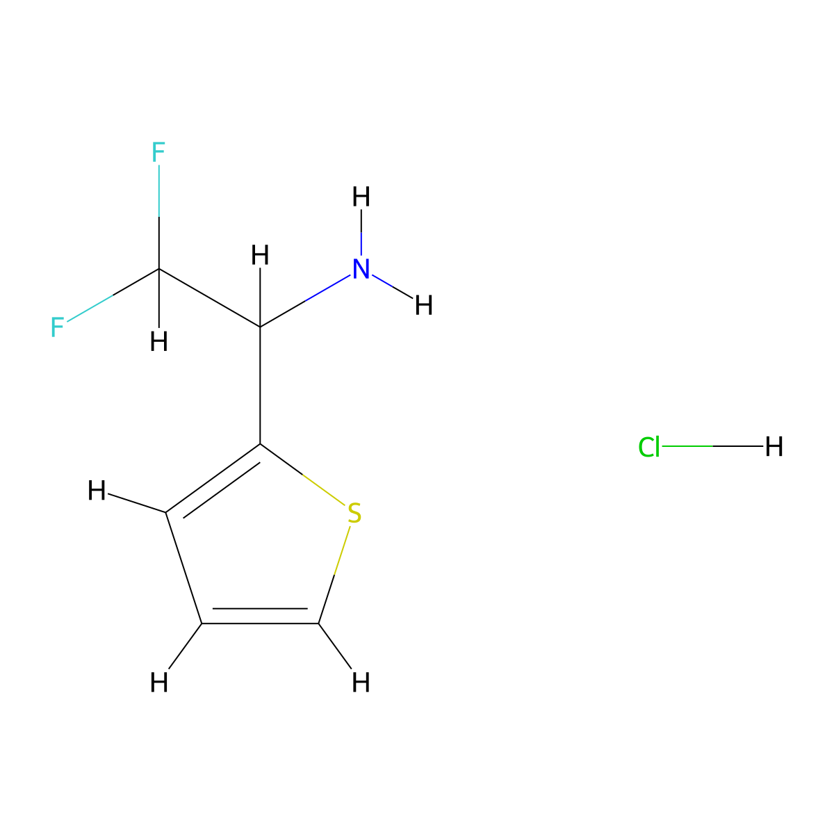 2,2-Difluoro-1-(thiophen-2-yl)ethan-1-amine hydrochloride molecular structure, CAS 2995273-49-7
