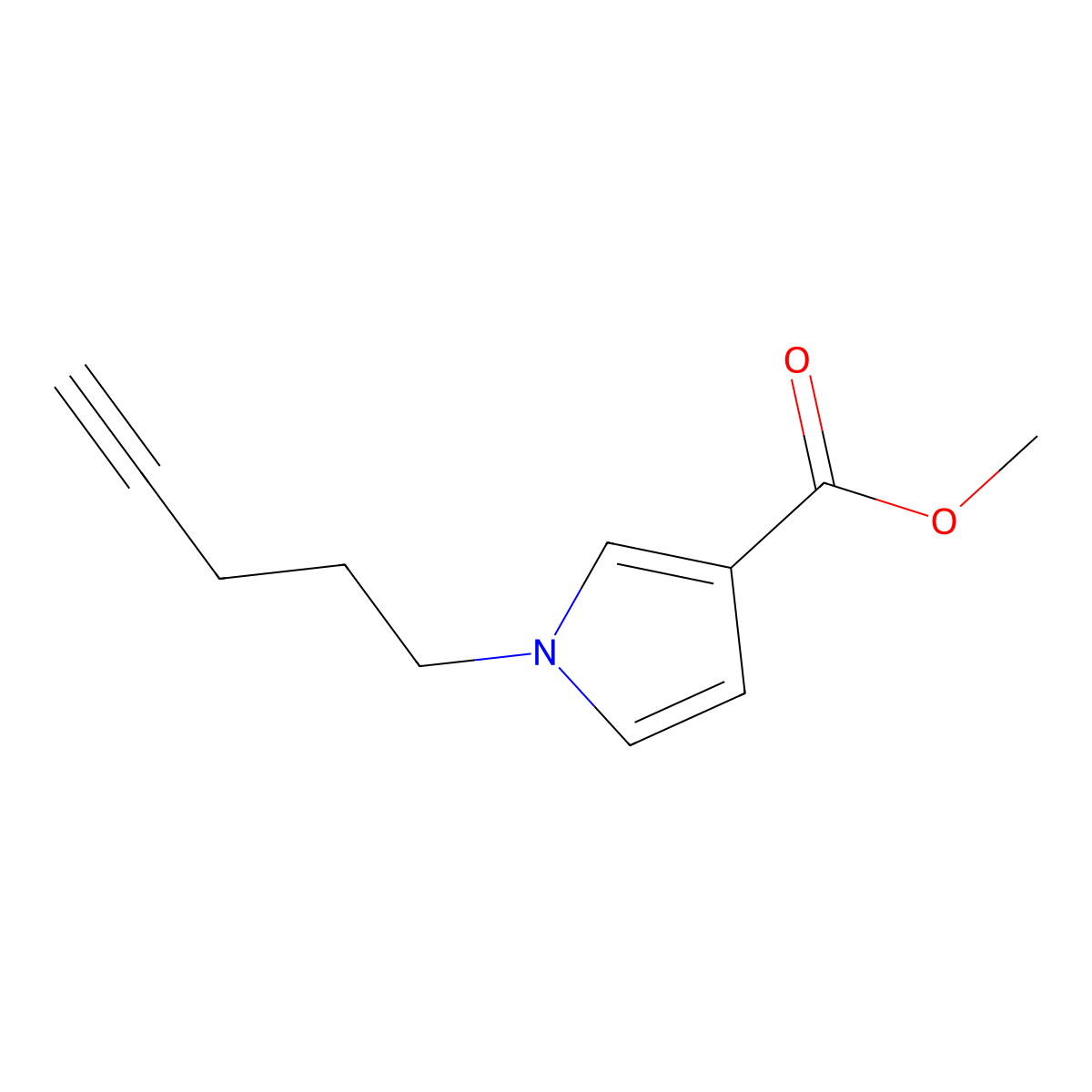 methyl 1-(pent-4-yn-1-yl)-1H-pyrrole-3-carboxylate molecular structure, CAS 2995273-65-7