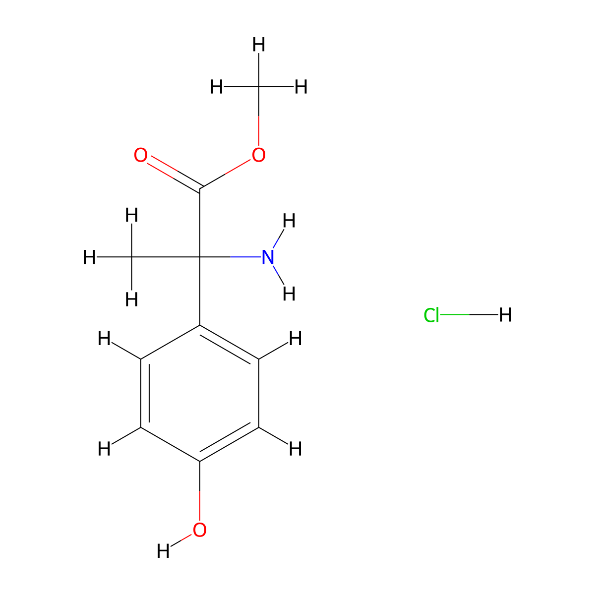 Methyl 2-amino-2-(4-hydroxyphenyl)propanoate hydrochloride molecular structure, CAS 2995273-78-2