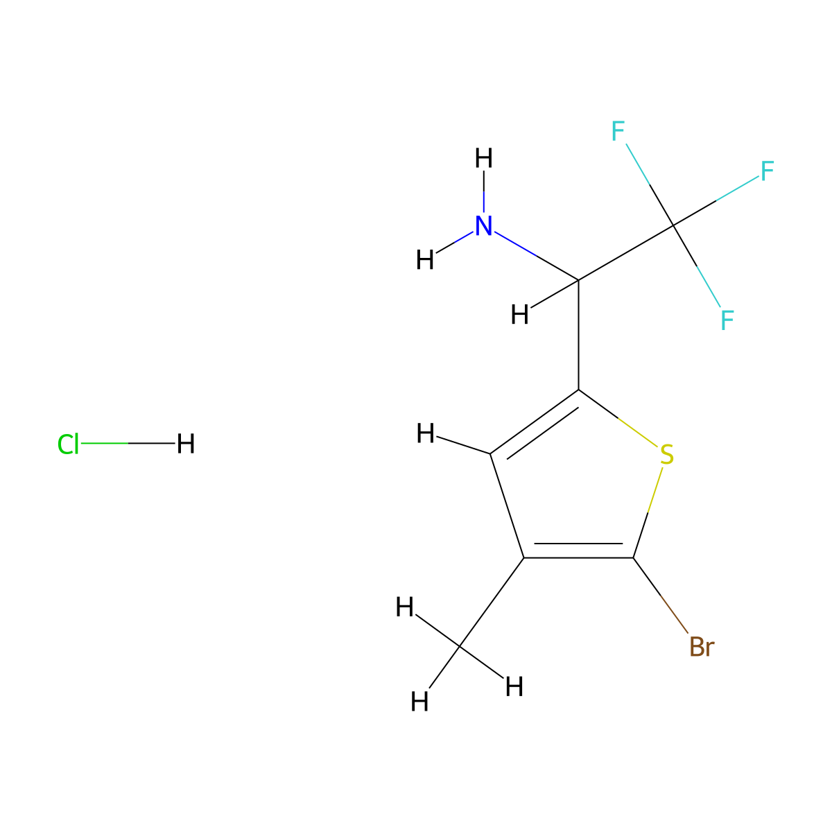 1-(5-Bromo-4-methylthiophen-2-yl)-2,2,2-trifluoroethanamine;hydrochloride molecular structure, CAS 2995273-82-8