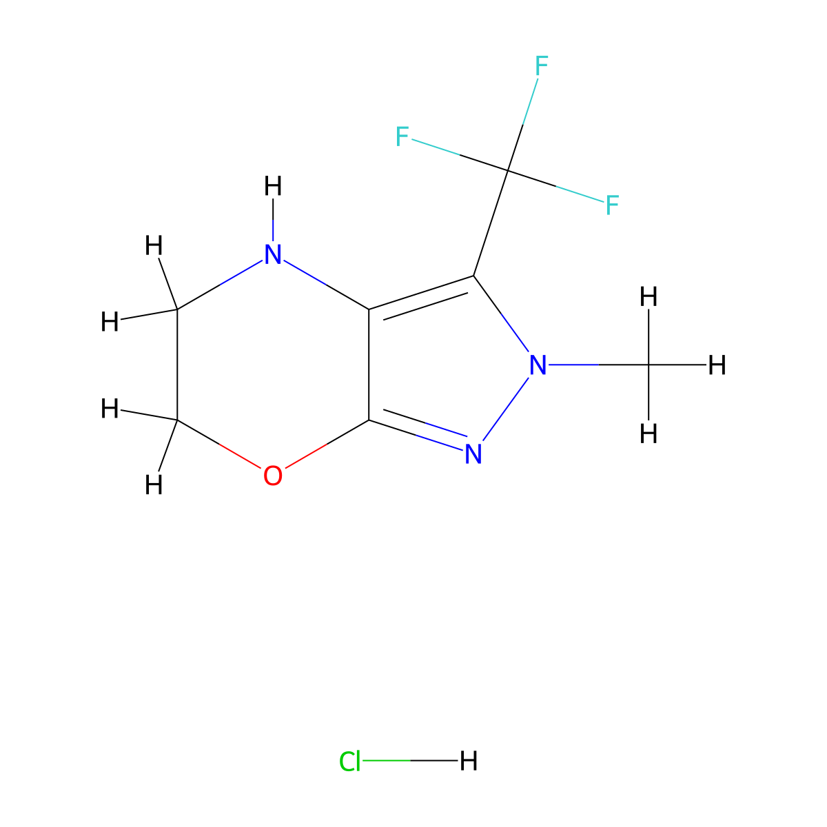2-methyl-3-(trifluoromethyl)-2H,4H,5H,6H-pyrazolo[3,4-b][1,4]oxazine hydrochloride molecular structure, CAS 2995274-03-6