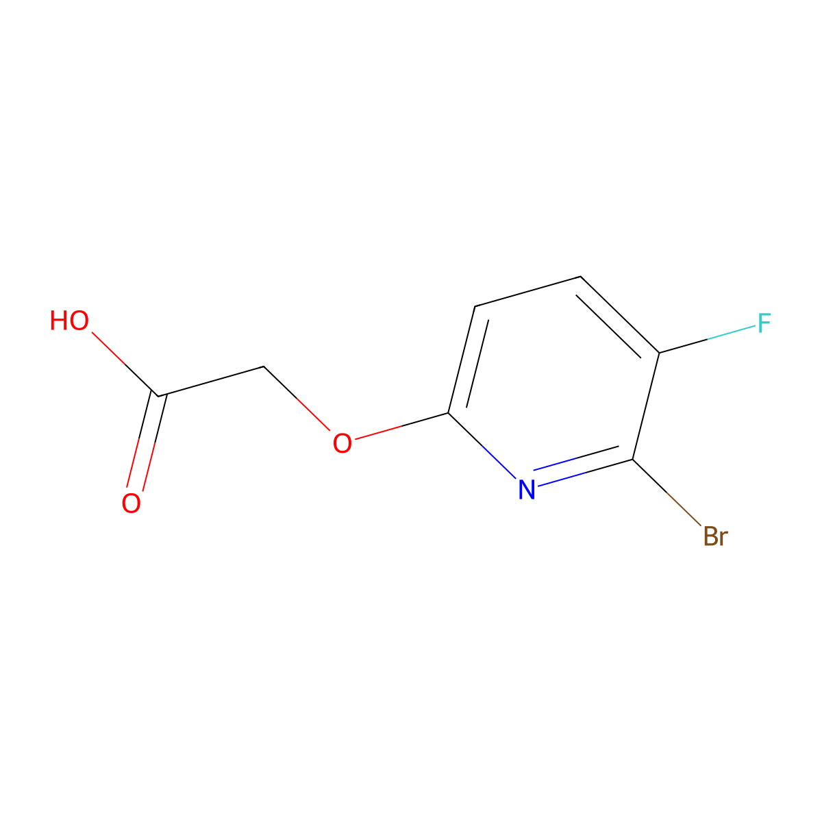 2-[(6-Bromo-5-fluoropyridin-2-yl)oxy]acetic acid molecular structure, CAS 2995274-21-8