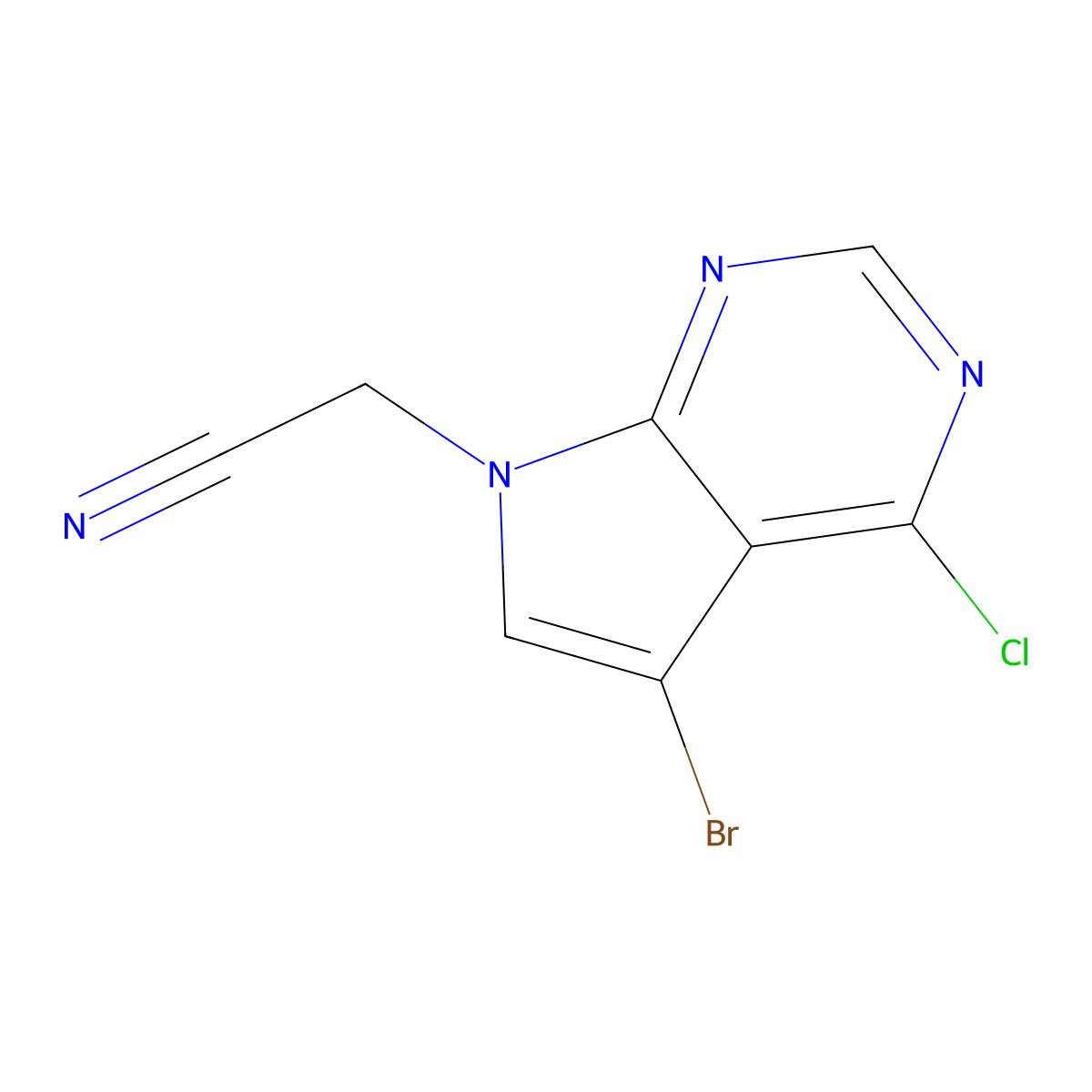 2-{5-bromo-4-chloro-7H-pyrrolo[2,3-d]pyrimidin-7-yl}acetonitrile molecular structure, CAS 2995274-30-9