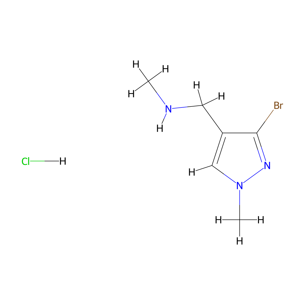 [(3-bromo-1-methyl-1H-pyrazol-4-yl)methyl](methyl)amine hydrochloride molecular structure, CAS 2995274-35-4