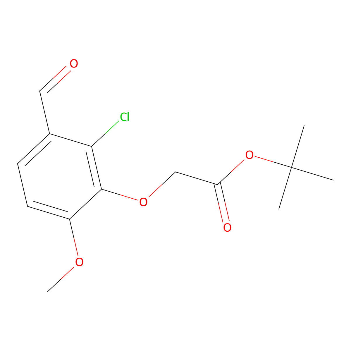 Tert-butyl 2-(2-chloro-3-formyl-6-methoxyphenoxy)acetate molecular structure, CAS 2995274-37-6