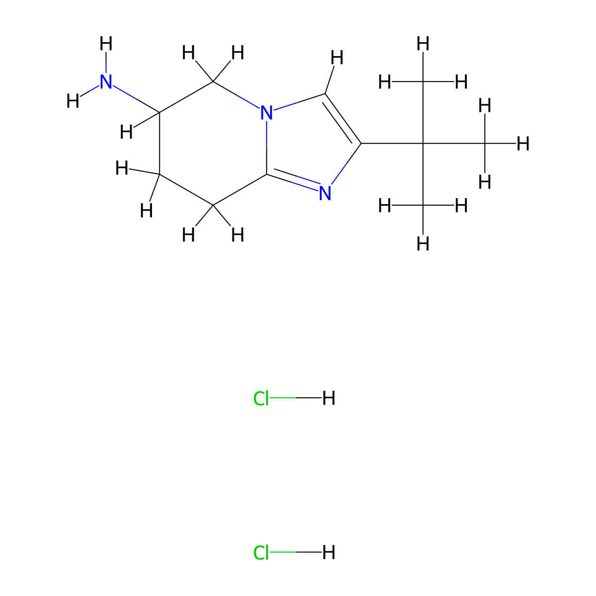 2-Tert-butyl-5,6,7,8-tetrahydroimidazo[1,2-a]pyridin-6-amine;dihydrochloride molecular structure, CAS 2995274-38-7