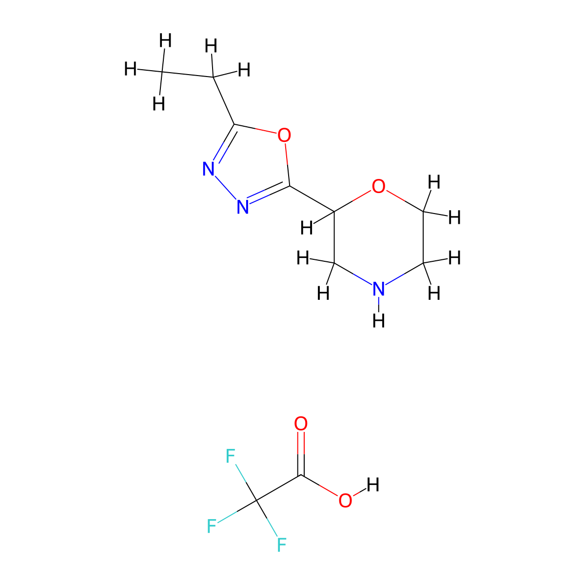 2-(5-Ethyl-1,3,4-oxadiazol-2-yl)morpholine, trifluoroacetic acid molecular structure, CAS 2995274-45-6