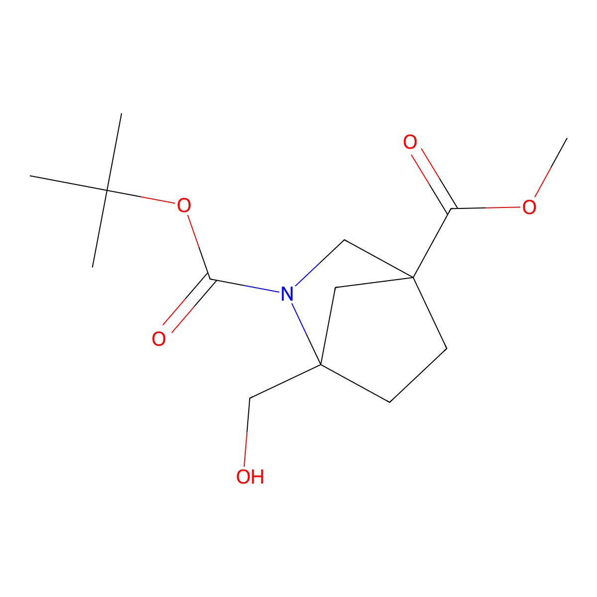 2-Tert-butyl 4-methyl 1-(hydroxymethyl)-2-azabicyclo[2.2.1]heptane-2,4-dicarboxylate molecular structure, CAS 2995274-46-7