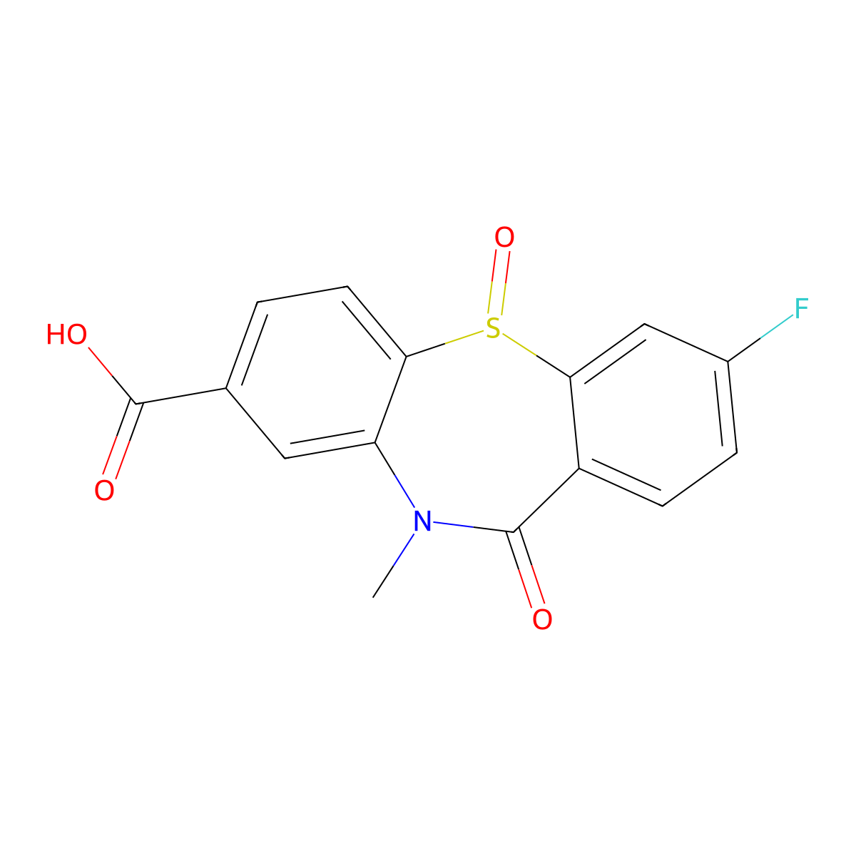 3-Fluoro-10-methyl-11-oxo-10,11-dihydrodibenzo[b,f][1,4]thiazepine-8-carboxylic acid 5-oxide molecular structure, CAS 2995274-47-8