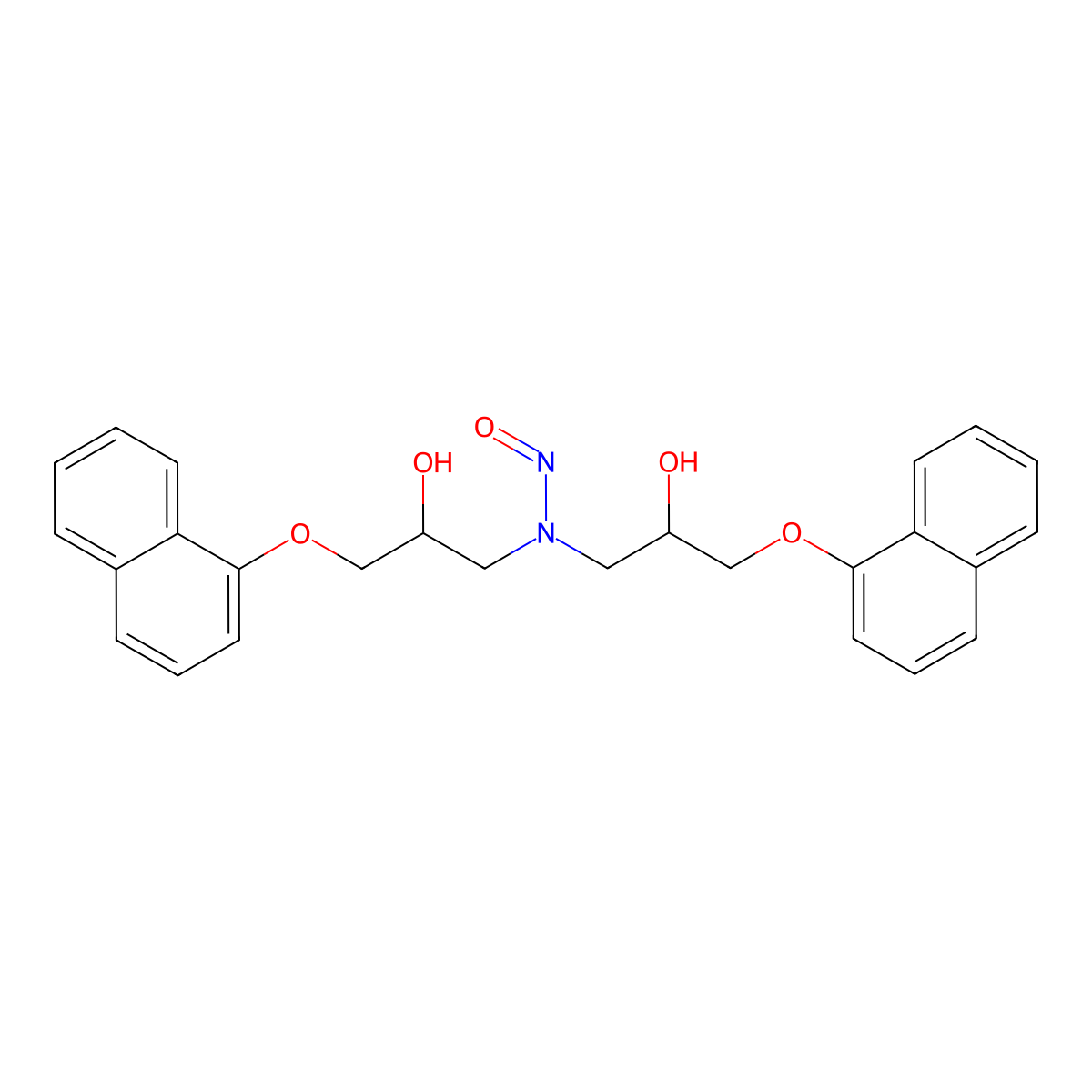 N,N-bis(2-hydroxy-3-naphthalen-1-yloxypropyl)nitrous amide molecular structure, CAS 2995274-49-0
