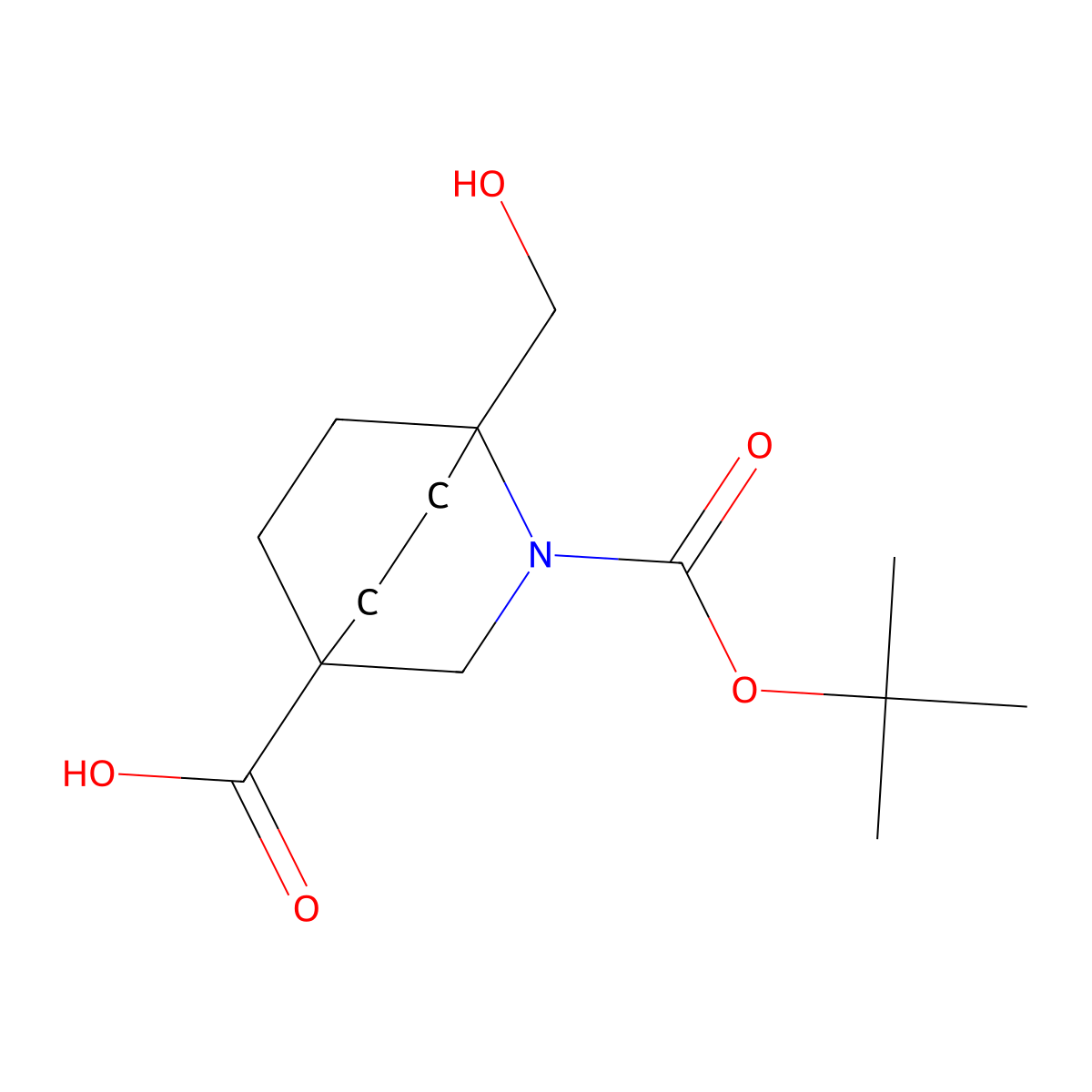2-(tert-Butoxycarbonyl)-1-(hydroxymethyl)-2-azabicyclo[2.2.2]octane-4-carboxylic acid molecular structure, CAS 2995274-52-5