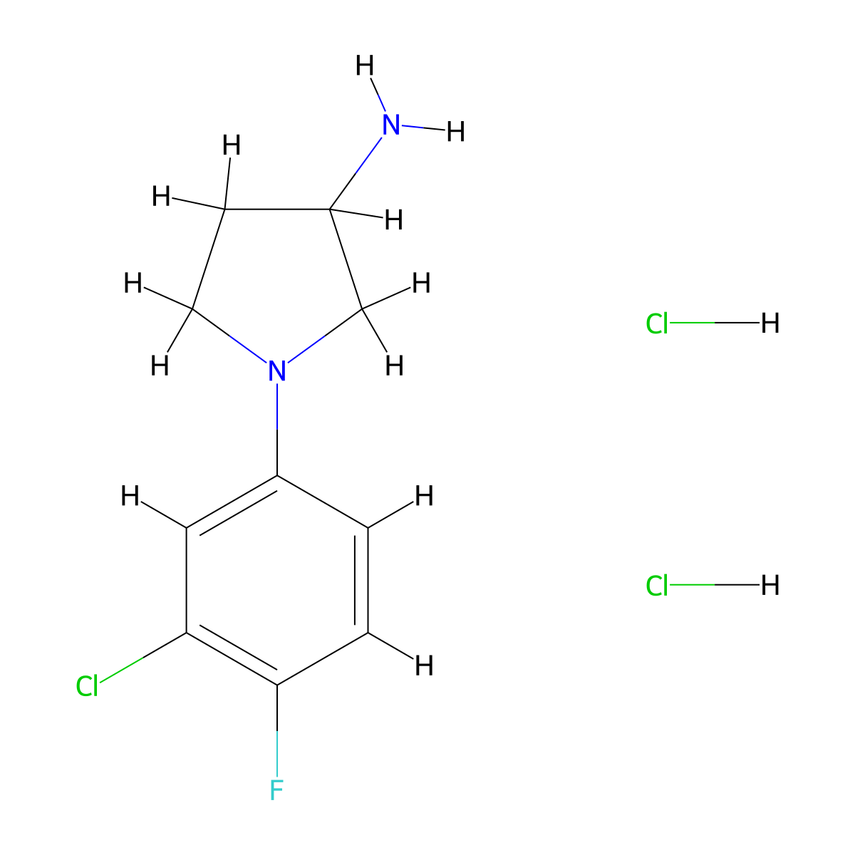 1-(3-Chloro-4-fluorophenyl)pyrrolidin-3-amine dihydrochloride molecular structure, CAS 2995274-54-7