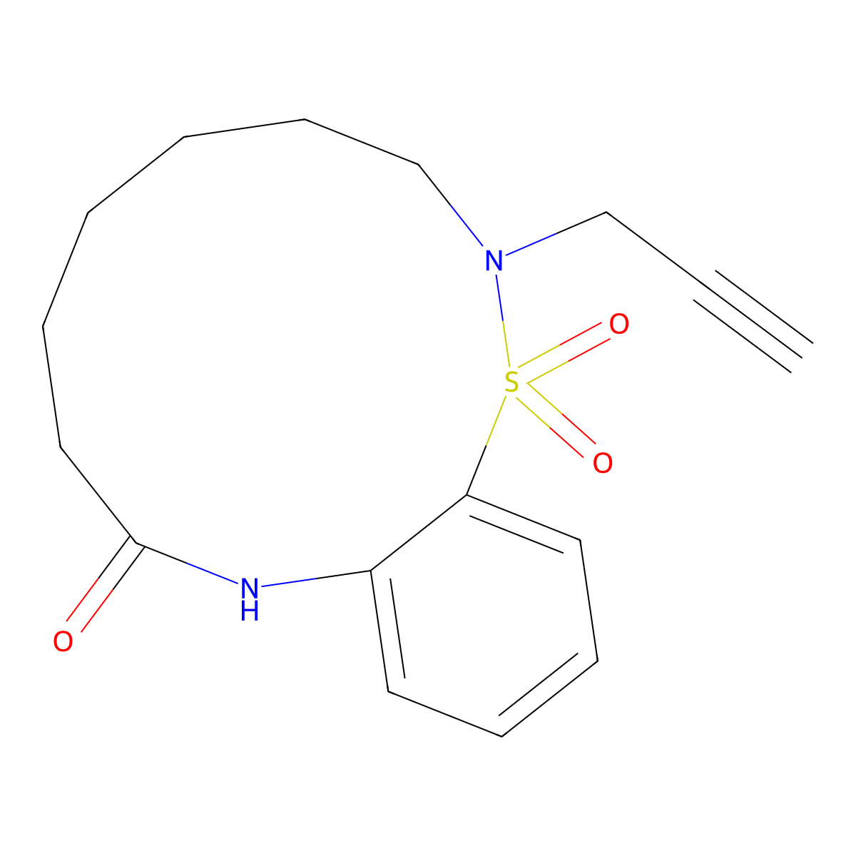 2-(prop-2-yn-1-yl)-3,4,5,6,7,8,9,10-octahydro-2H-1lambda6,2,10-benzothiadiazacyclododecine-1,1,9-trione molecular structure, CAS 2995274-57-0